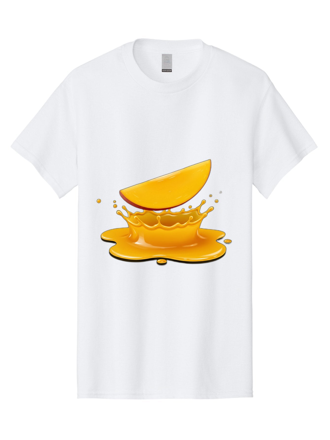 Mango-Splash Men'S Graphic Tee, 100% Cotton, Comfortable Casual Summer Wear, Machine Washable, Mango Slice, Juice Splash, Vibrant Orange, Fruity Scene, Splashing Juice, Summer Drink, Tropical Flavors, Refreshing Drink, Healthy Snack Bac165 3
