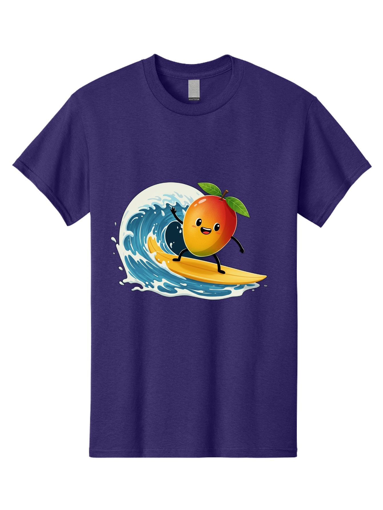 Mango-Surfing Men'S Graphic Tee, 100% Cotton, Comfortable Casual Summer Wear, Machine Washable, Cartoon Mango, Surfing Wave, Happy Face, Beach Fun, Summer Vibes, Ocean Wave, Surfing Cartoon, Playful Character, Cute Illustration Bac167 14