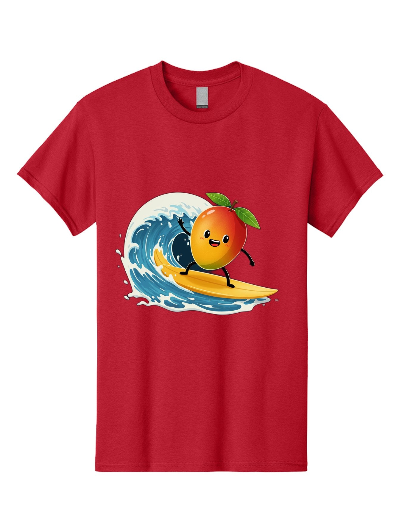 Mango-Surfing Men'S Graphic Tee, 100% Cotton, Comfortable Casual Summer Wear, Machine Washable, Cartoon Mango, Surfing Wave, Happy Face, Beach Fun, Summer Vibes, Ocean Wave, Surfing Cartoon, Playful Character, Cute Illustration Bac167 8