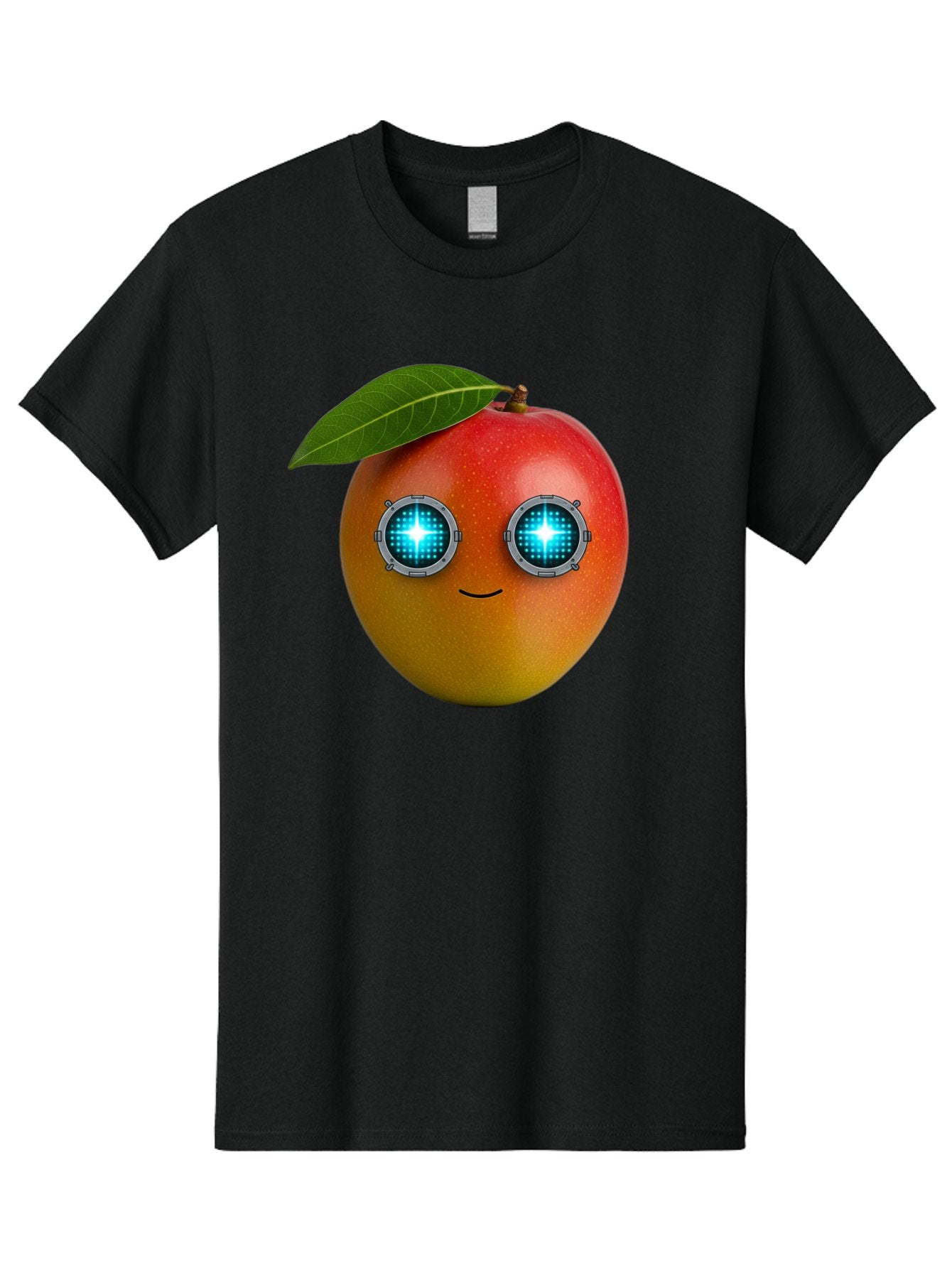 Mango-With-Cyborg-Eyes Men'S Graphic Tee, 100% Cotton, Comfortable Casual Summer Wear, Machine Washable, Mango Fruit, Robotic Eyes, Cyborg Fruit, Digital Eyes, Futuristic Design, Tech-Inspired Artwork, Fruit Character, Robotic Vision, Bac168 15
