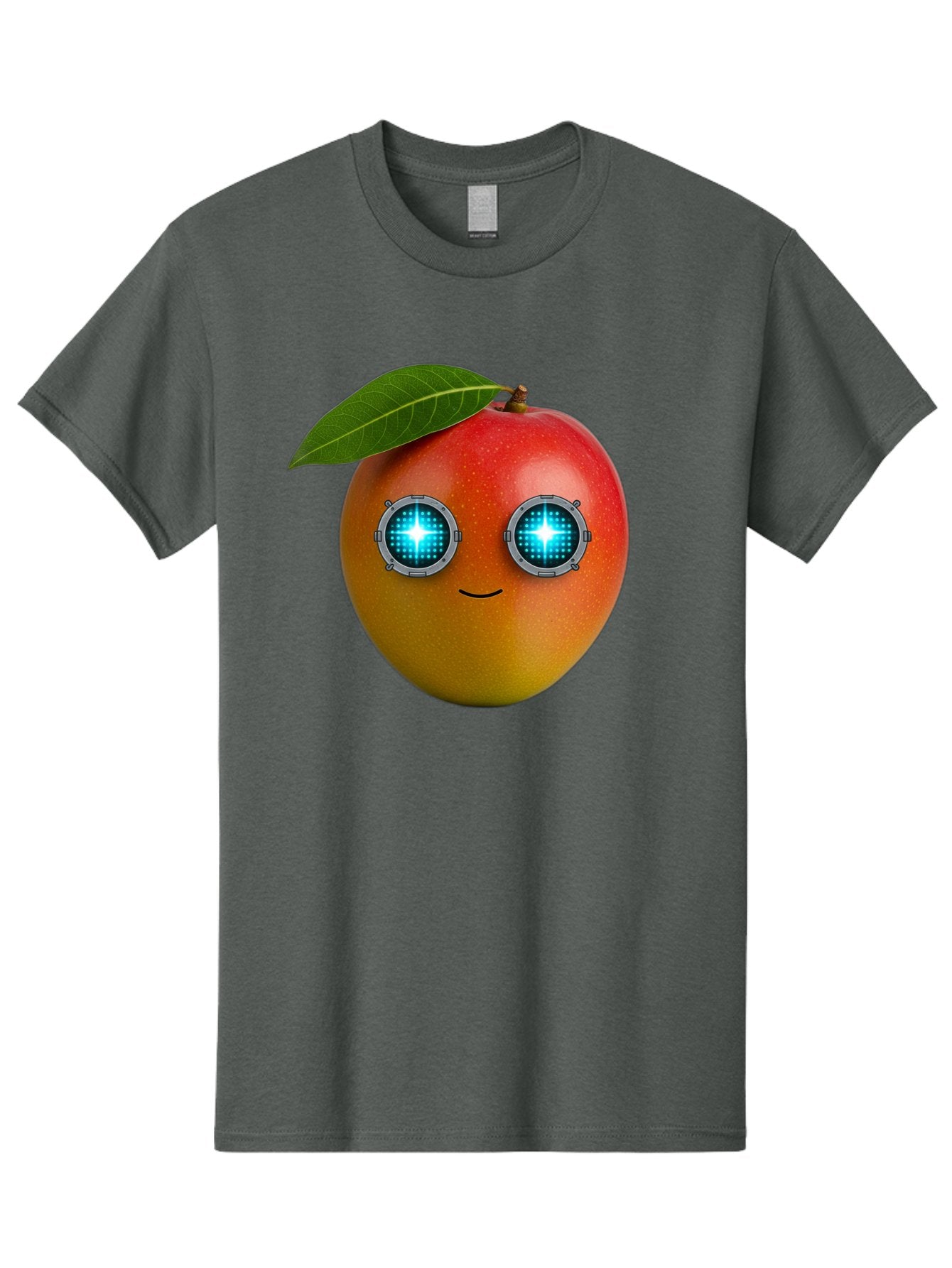 Mango-With-Cyborg-Eyes Men'S Graphic Tee, 100% Cotton, Comfortable Casual Summer Wear, Machine Washable, Mango Fruit, Robotic Eyes, Cyborg Fruit, Digital Eyes, Futuristic Design, Tech-Inspired Artwork, Fruit Character, Robotic Vision, Bac168 5