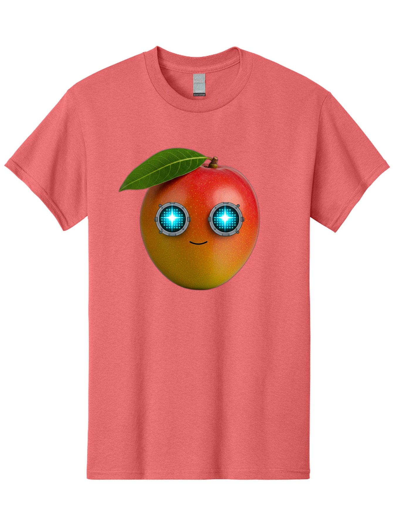 Mango-With-Cyborg-Eyes Men'S Graphic Tee, 100% Cotton, Comfortable Casual Summer Wear, Machine Washable, Mango Fruit, Robotic Eyes, Cyborg Fruit, Digital Eyes, Futuristic Design, Tech-Inspired Artwork, Fruit Character, Robotic Vision, Bac168 11