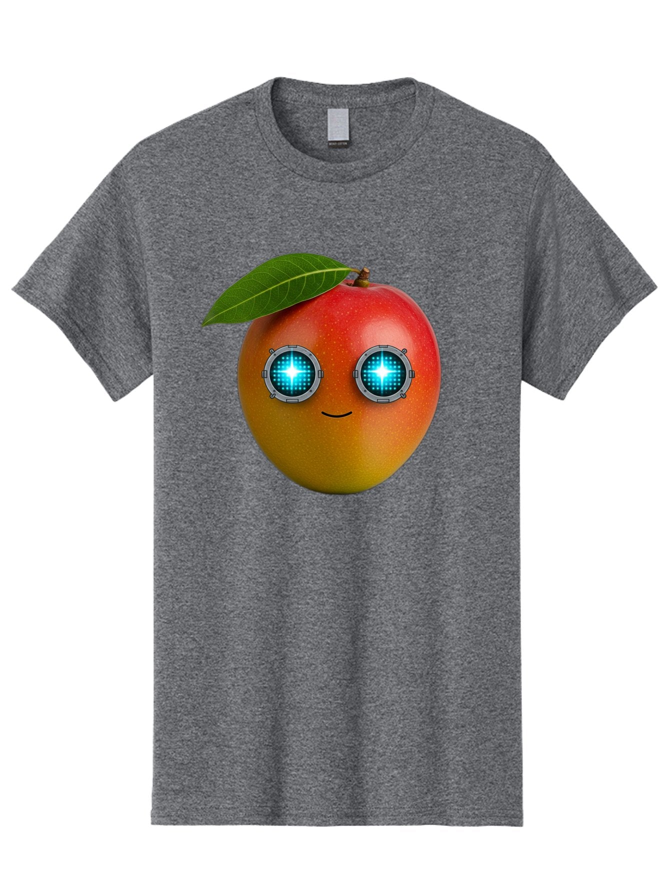 Mango-With-Cyborg-Eyes Men'S Graphic Tee, 100% Cotton, Comfortable Casual Summer Wear, Machine Washable, Mango Fruit, Robotic Eyes, Cyborg Fruit, Digital Eyes, Futuristic Design, Tech-Inspired Artwork, Fruit Character, Robotic Vision, Bac168 3