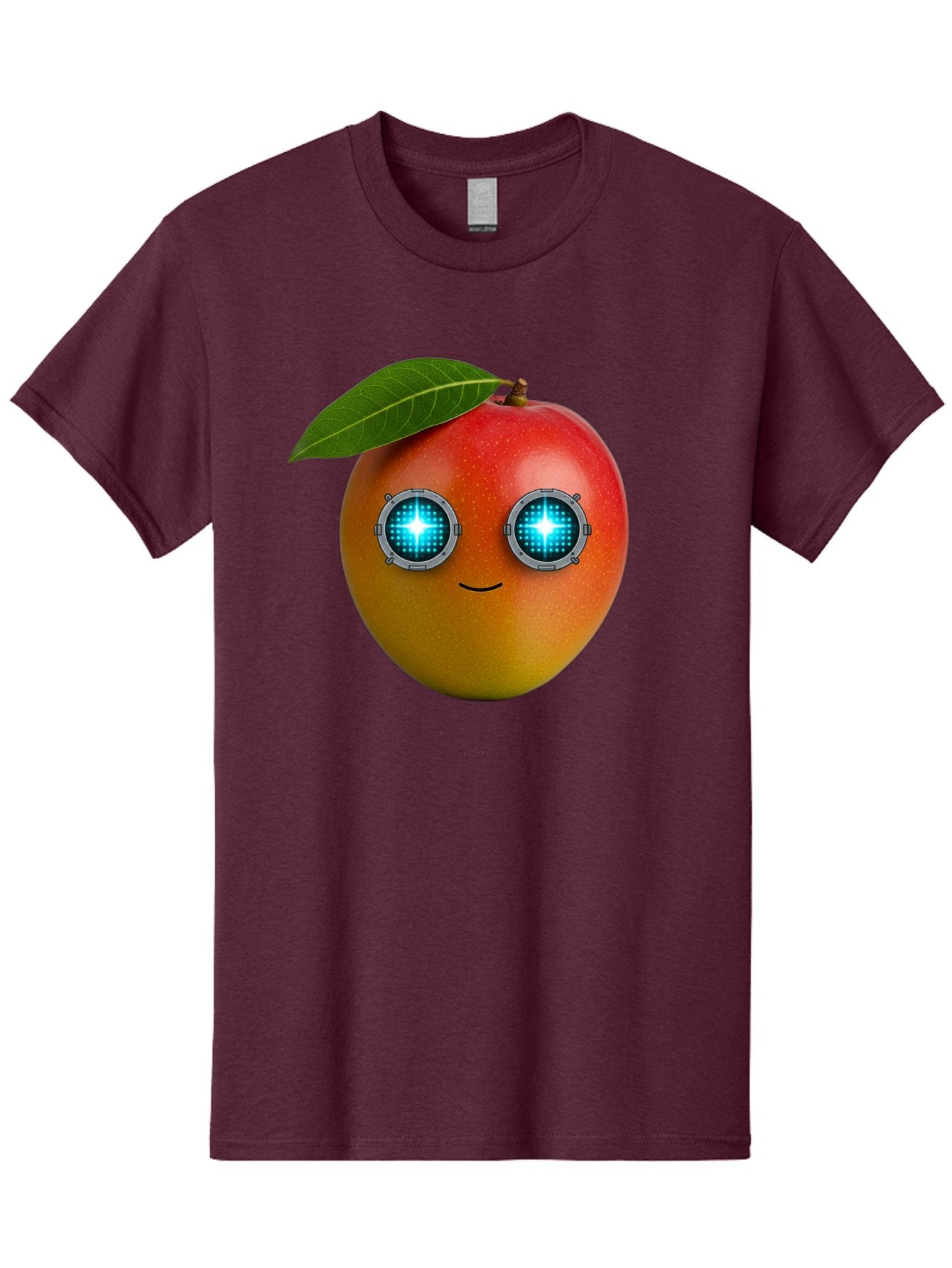 Mango-With-Cyborg-Eyes Men'S Graphic Tee, 100% Cotton, Comfortable Casual Summer Wear, Machine Washable, Mango Fruit, Robotic Eyes, Cyborg Fruit, Digital Eyes, Futuristic Design, Tech-Inspired Artwork, Fruit Character, Robotic Vision, Bac168 7