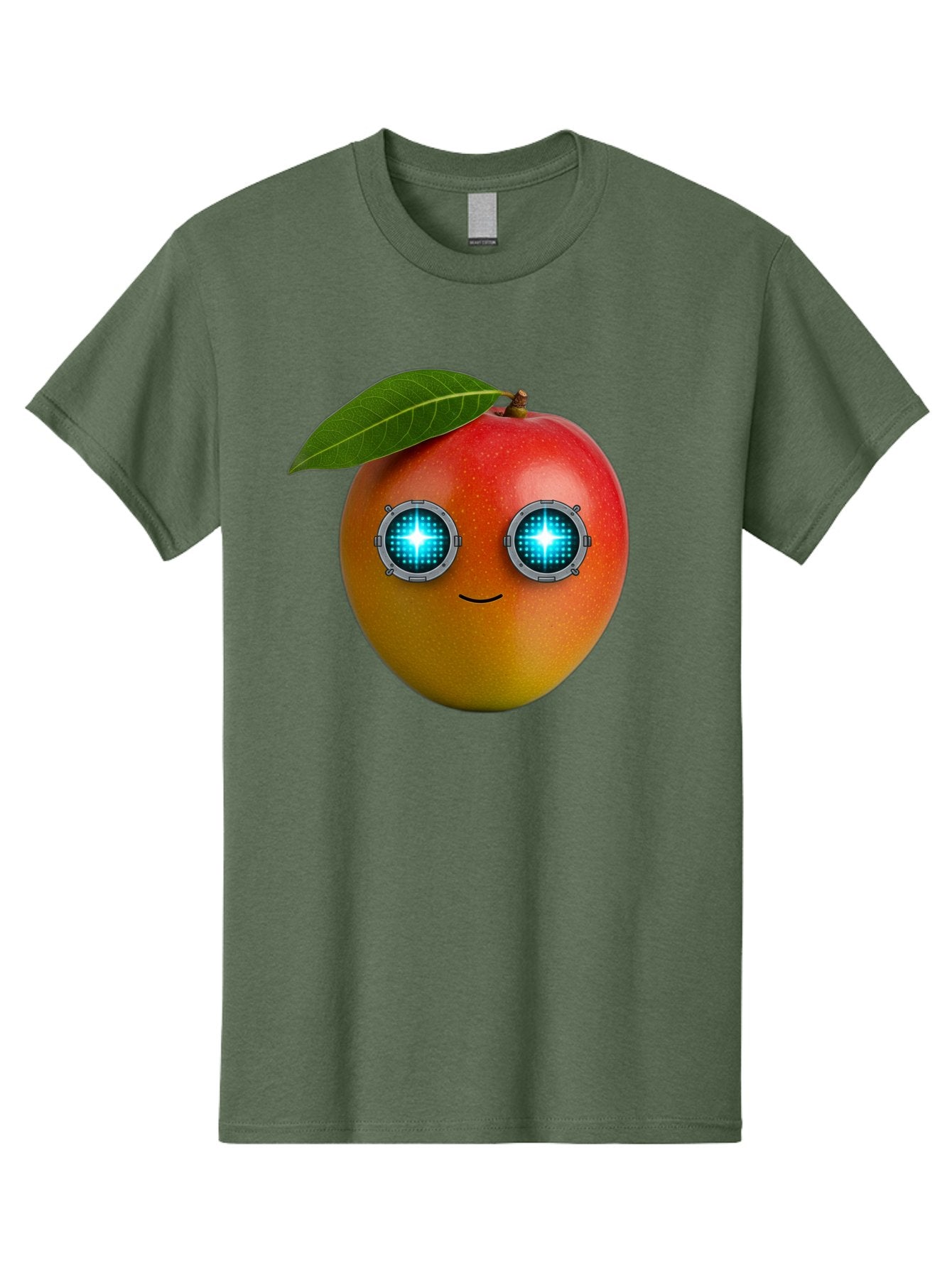 Mango-With-Cyborg-Eyes Men'S Graphic Tee, 100% Cotton, Comfortable Casual Summer Wear, Machine Washable, Mango Fruit, Robotic Eyes, Cyborg Fruit, Digital Eyes, Futuristic Design, Tech-Inspired Artwork, Fruit Character, Robotic Vision, Bac168 12