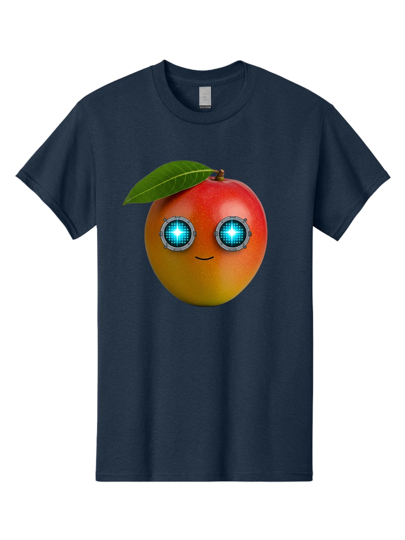 Mango-With-Cyborg-Eyes Men'S Graphic Tee, 100% Cotton, Comfortable Casual Summer Wear, Machine Washable, Mango Fruit, Robotic Eyes, Cyborg Fruit, Digital Eyes, Futuristic Design, Tech-Inspired Artwork, Fruit Character, Robotic Vision, Bac168 13