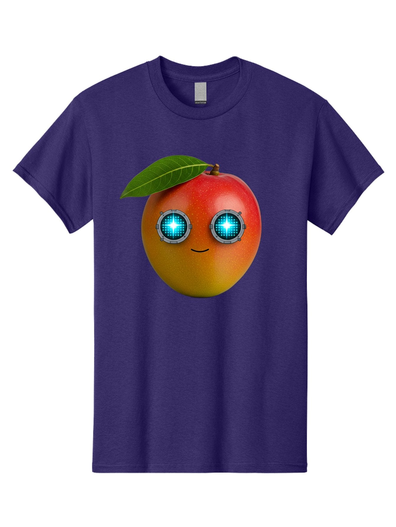 Mango-With-Cyborg-Eyes Men'S Graphic Tee, 100% Cotton, Comfortable Casual Summer Wear, Machine Washable, Mango Fruit, Robotic Eyes, Cyborg Fruit, Digital Eyes, Futuristic Design, Tech-Inspired Artwork, Fruit Character, Robotic Vision, Bac168