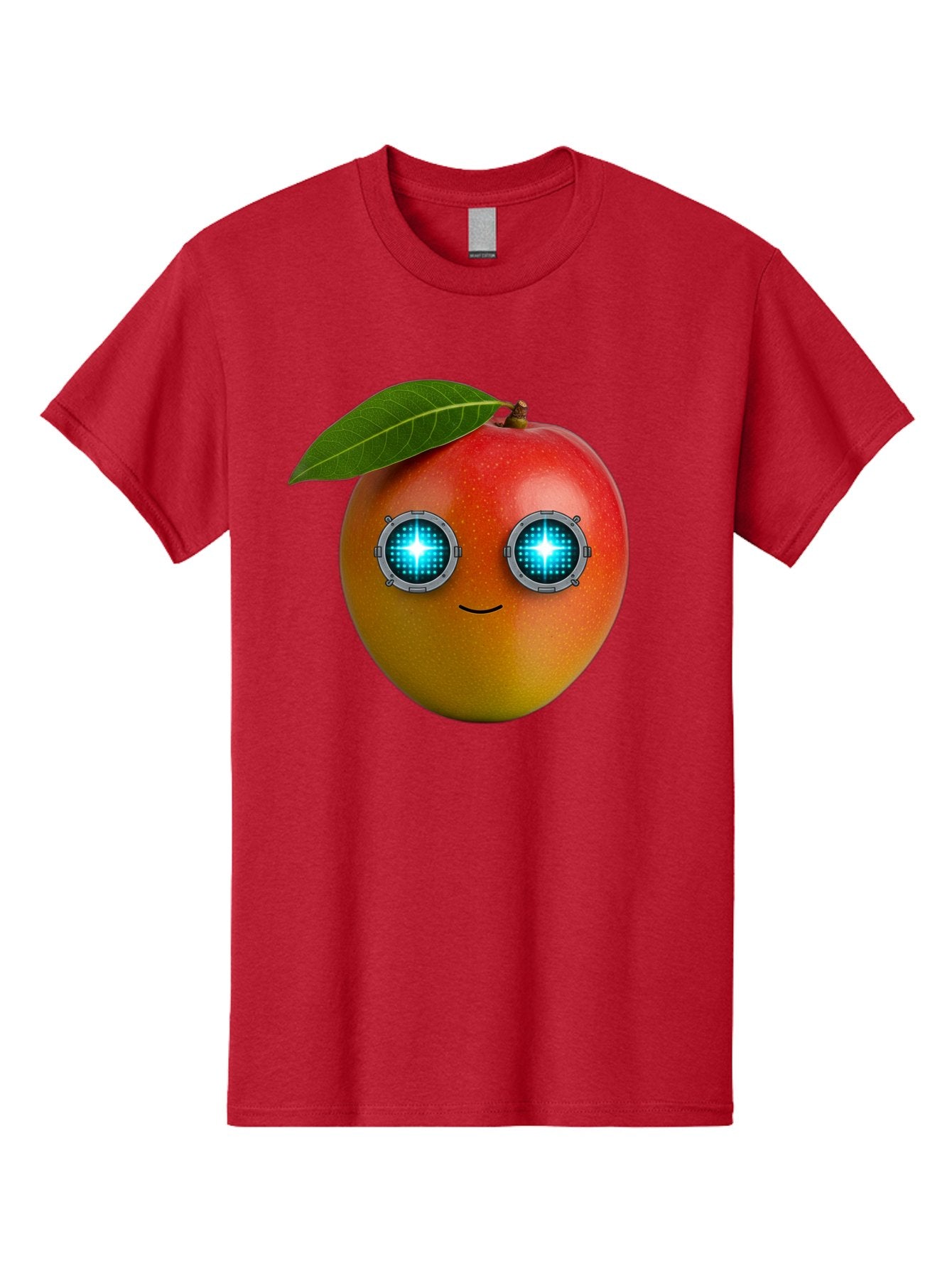 Mango-With-Cyborg-Eyes Men'S Graphic Tee, 100% Cotton, Comfortable Casual Summer Wear, Machine Washable, Mango Fruit, Robotic Eyes, Cyborg Fruit, Digital Eyes, Futuristic Design, Tech-Inspired Artwork, Fruit Character, Robotic Vision, Bac168 14