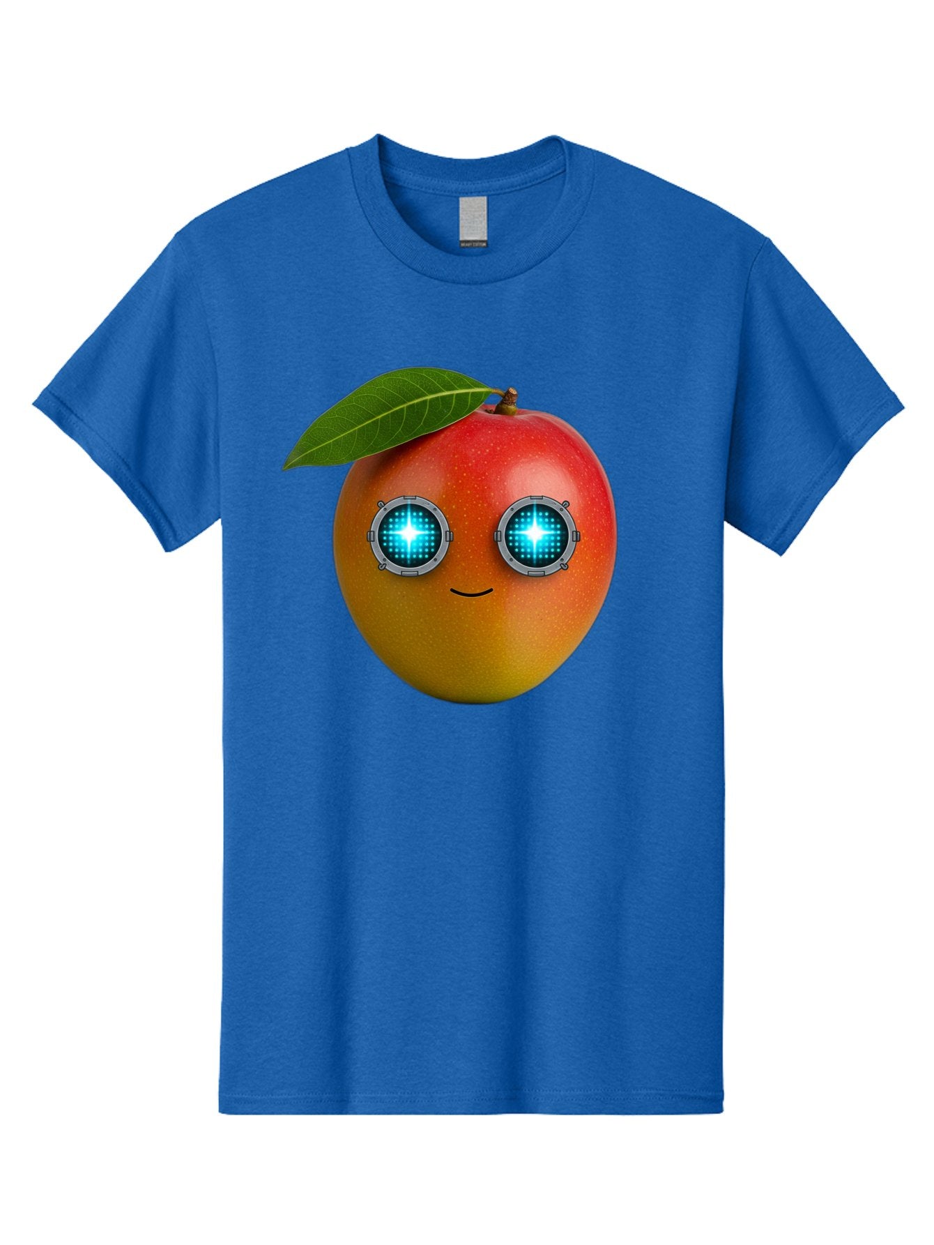 Mango-With-Cyborg-Eyes Men'S Graphic Tee, 100% Cotton, Comfortable Casual Summer Wear, Machine Washable, Mango Fruit, Robotic Eyes, Cyborg Fruit, Digital Eyes, Futuristic Design, Tech-Inspired Artwork, Fruit Character, Robotic Vision, Bac168 8