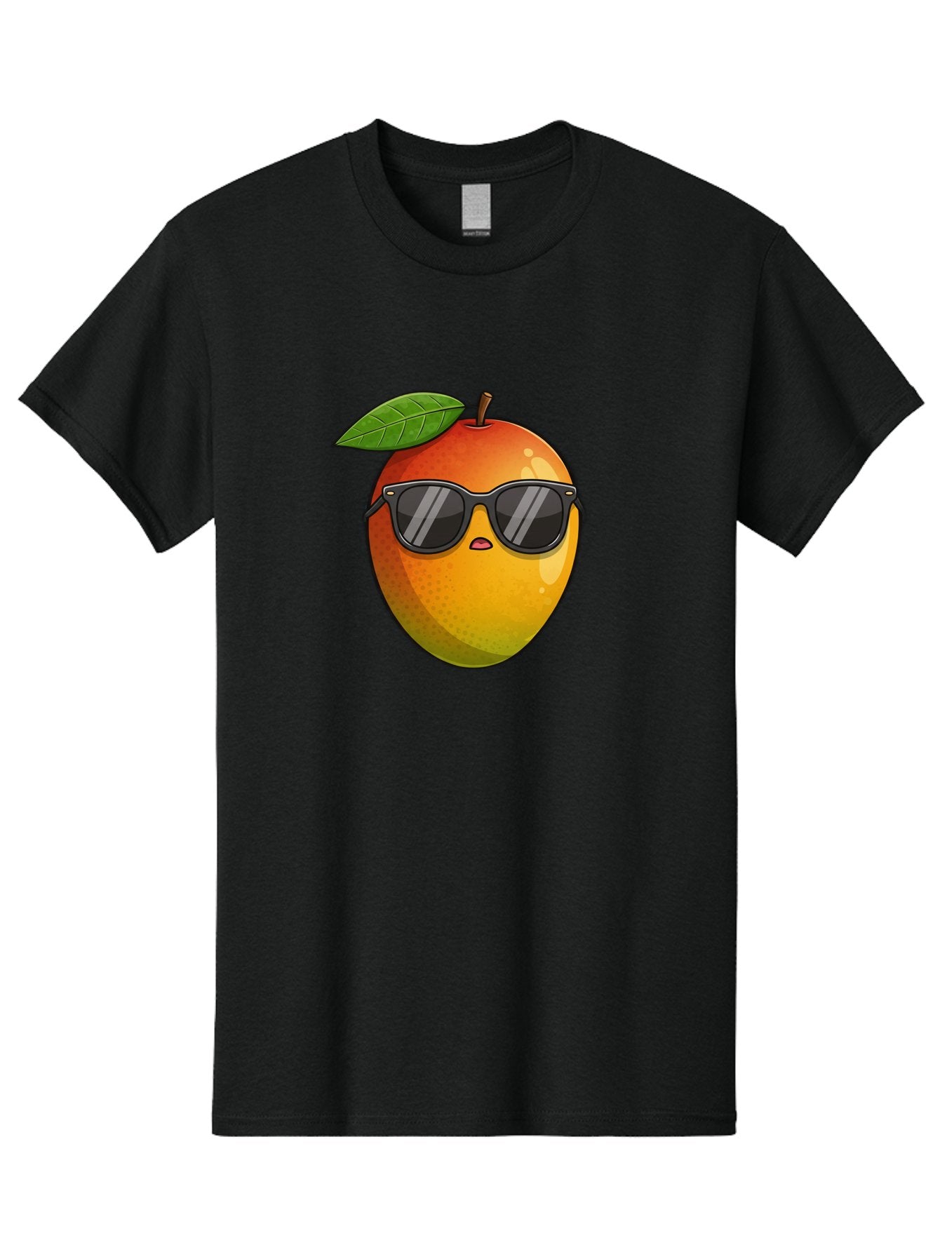 Mango-With-Shades Men'S Graphic Tee, 100% Cotton, Comfortable Casual Summer Wear, Machine Washable, Mango Character, Sunglasses, Leaf, Cartoon Style, Vibrant Colors, Funny Face, Trendy, Summer Vibes, Fruit Illustration, Kawaii Art Bac169 15