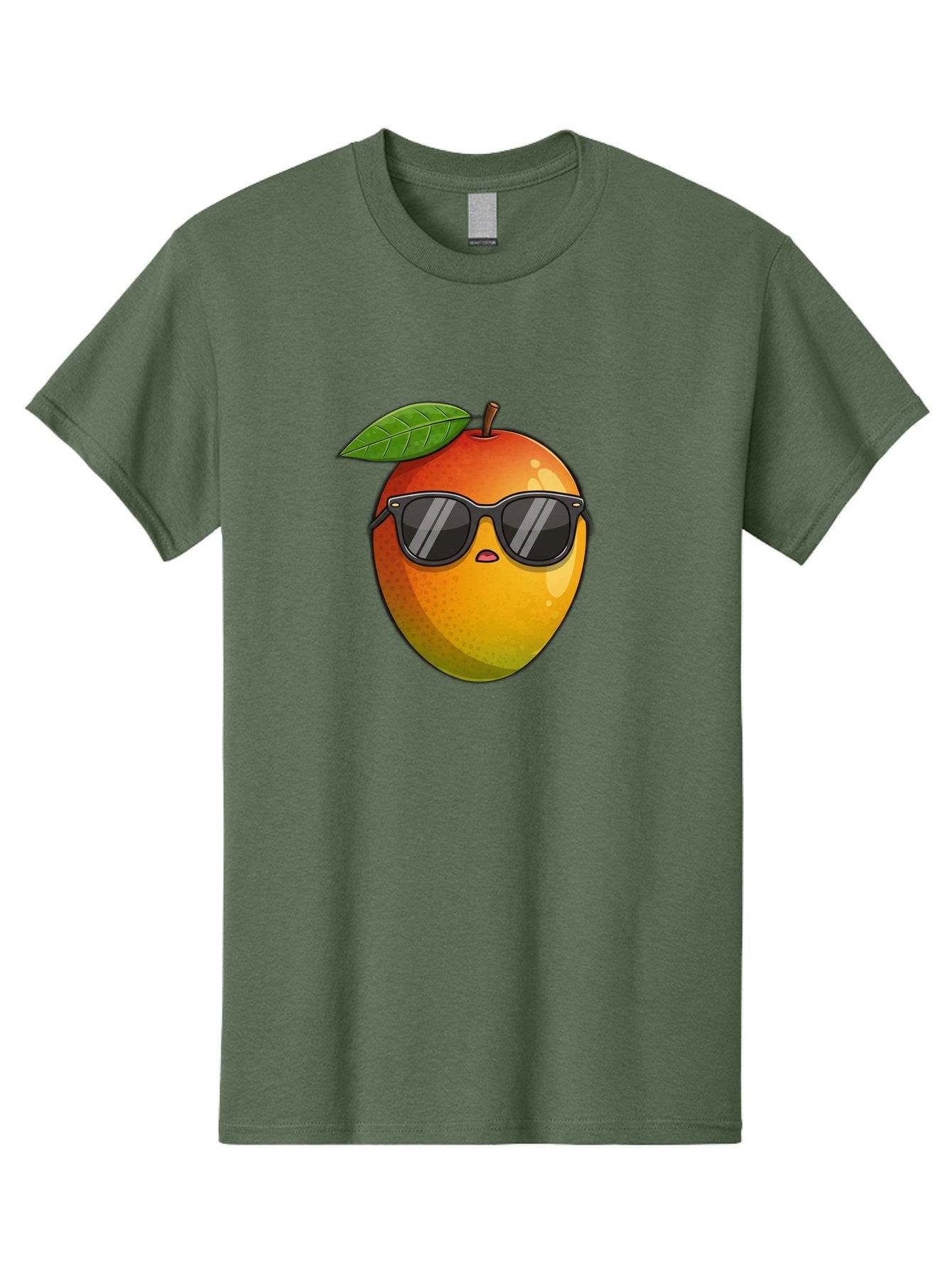 Mango-With-Shades Men'S Graphic Tee, 100% Cotton, Comfortable Casual Summer Wear, Machine Washable, Mango Character, Sunglasses, Leaf, Cartoon Style, Vibrant Colors, Funny Face, Trendy, Summer Vibes, Fruit Illustration, Kawaii Art Bac169 11