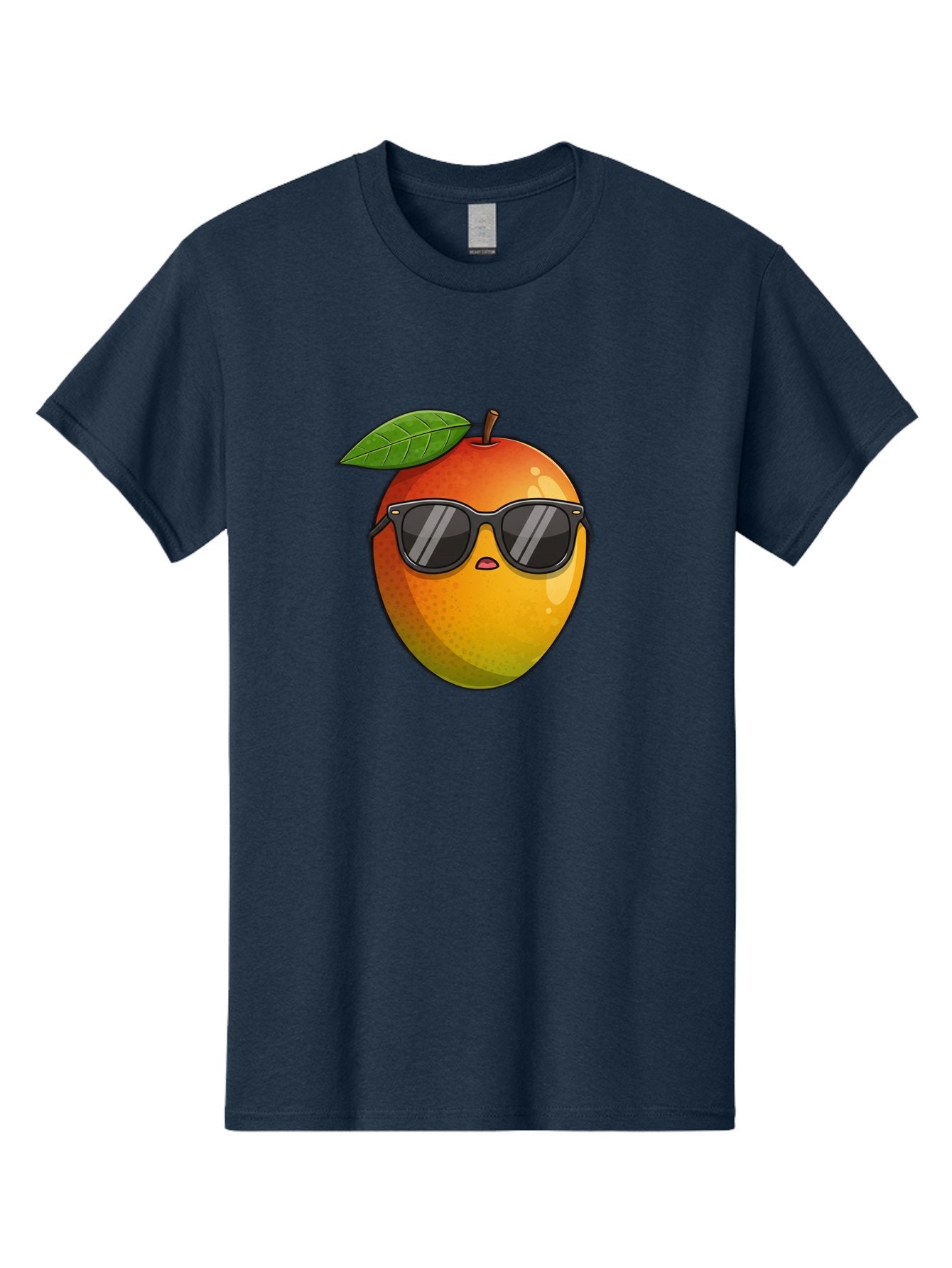 Mango-With-Shades Men'S Graphic Tee, 100% Cotton, Comfortable Casual Summer Wear, Machine Washable, Mango Character, Sunglasses, Leaf, Cartoon Style, Vibrant Colors, Funny Face, Trendy, Summer Vibes, Fruit Illustration, Kawaii Art Bac169 12