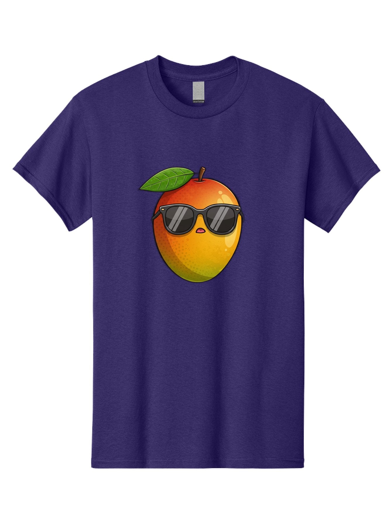 Mango-With-Shades Men'S Graphic Tee, 100% Cotton, Comfortable Casual Summer Wear, Machine Washable, Mango Character, Sunglasses, Leaf, Cartoon Style, Vibrant Colors, Funny Face, Trendy, Summer Vibes, Fruit Illustration, Kawaii Art Bac169 13