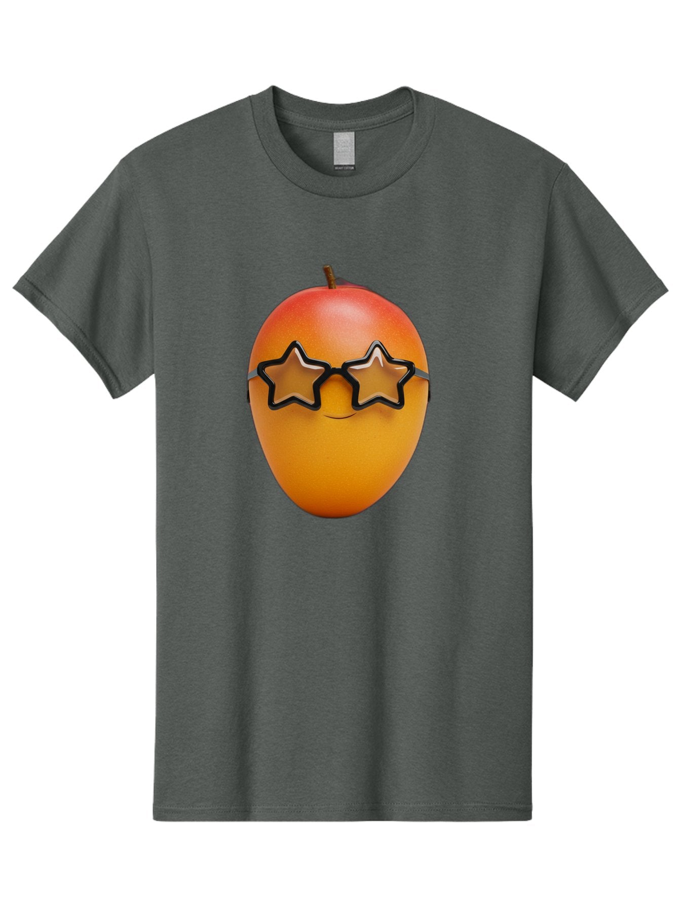 Mango-With-Star-Sunglasses Men'S Graphic Tee, 100% Cotton, Comfortable Casual Summer Wear, Machine Washable, Mango Fruit, Star-Shaped Sunglasses, Cool And Trendy, Vibrant Colors, Playful Vibe, Summer Vibes, Tropical Feel, Fresh Produce, Bac170 13