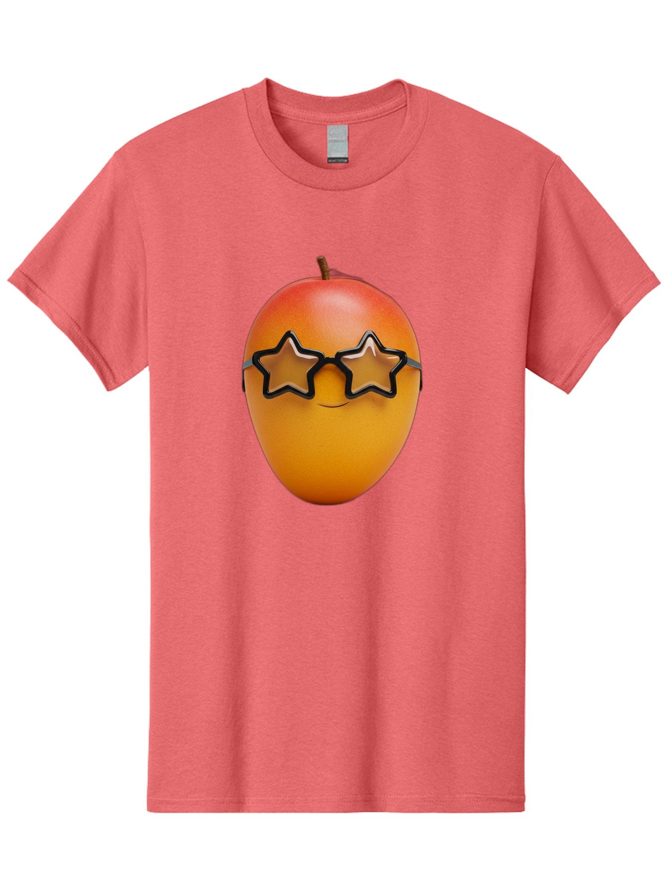 Mango-With-Star-Sunglasses Men'S Graphic Tee, 100% Cotton, Comfortable Casual Summer Wear, Machine Washable, Mango Fruit, Star-Shaped Sunglasses, Cool And Trendy, Vibrant Colors, Playful Vibe, Summer Vibes, Tropical Feel, Fresh Produce, Bac170 10
