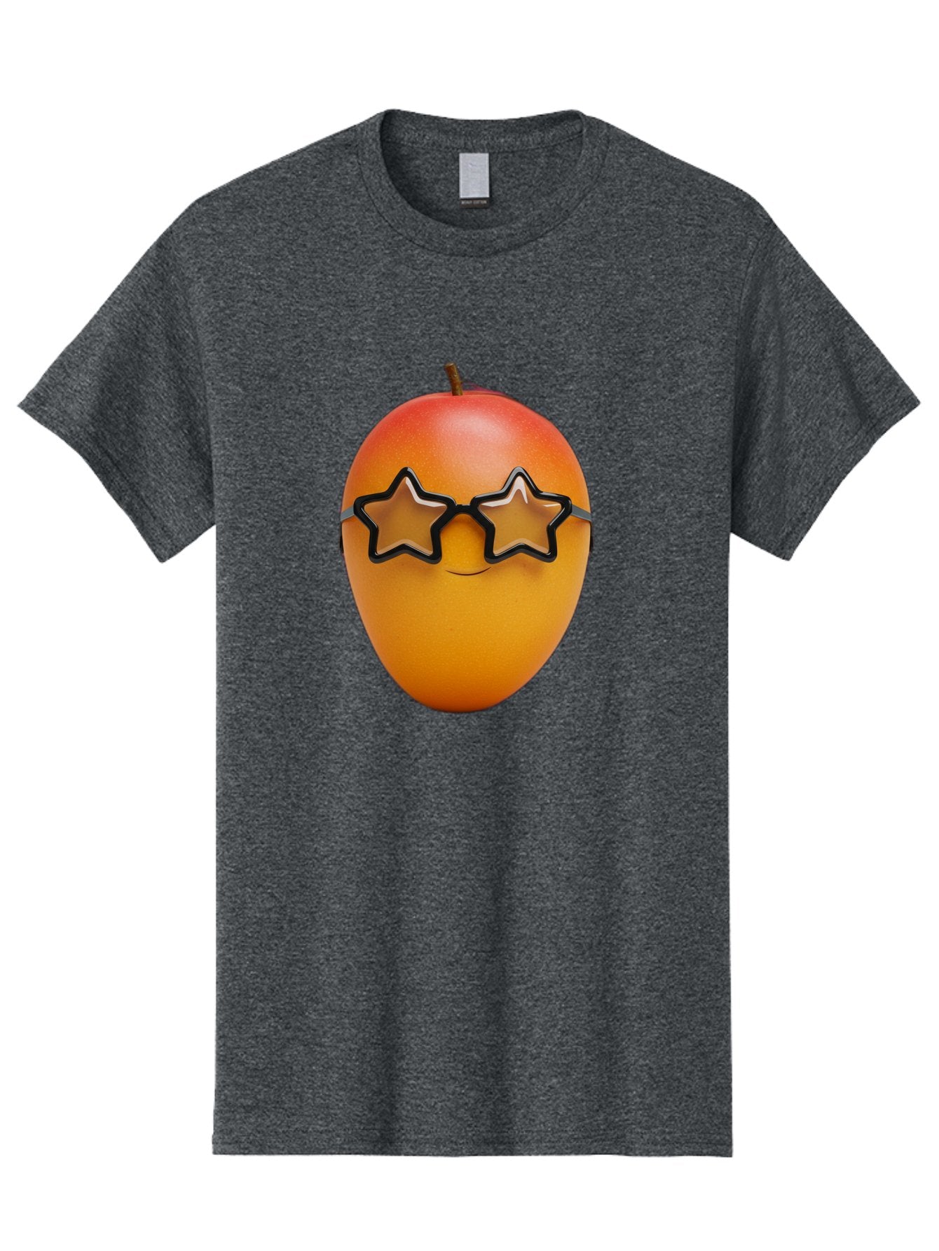 Mango-With-Star-Sunglasses Men'S Graphic Tee, 100% Cotton, Comfortable Casual Summer Wear, Machine Washable, Mango Fruit, Star-Shaped Sunglasses, Cool And Trendy, Vibrant Colors, Playful Vibe, Summer Vibes, Tropical Feel, Fresh Produce, Bac170 4