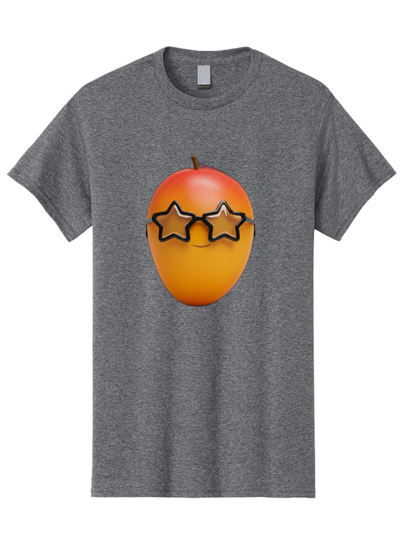 Mango-With-Star-Sunglasses Men'S Graphic Tee, 100% Cotton, Comfortable Casual Summer Wear, Machine Washable, Mango Fruit, Star-Shaped Sunglasses, Cool And Trendy, Vibrant Colors, Playful Vibe, Summer Vibes, Tropical Feel, Fresh Produce, Bac170 6