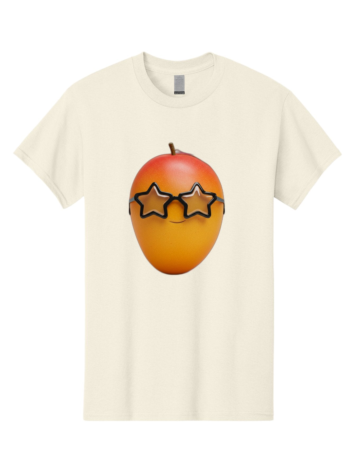 Mango-With-Star-Sunglasses Men'S Graphic Tee, 100% Cotton, Comfortable Casual Summer Wear, Machine Washable, Mango Fruit, Star-Shaped Sunglasses, Cool And Trendy, Vibrant Colors, Playful Vibe, Summer Vibes, Tropical Feel, Fresh Produce, Bac170 14