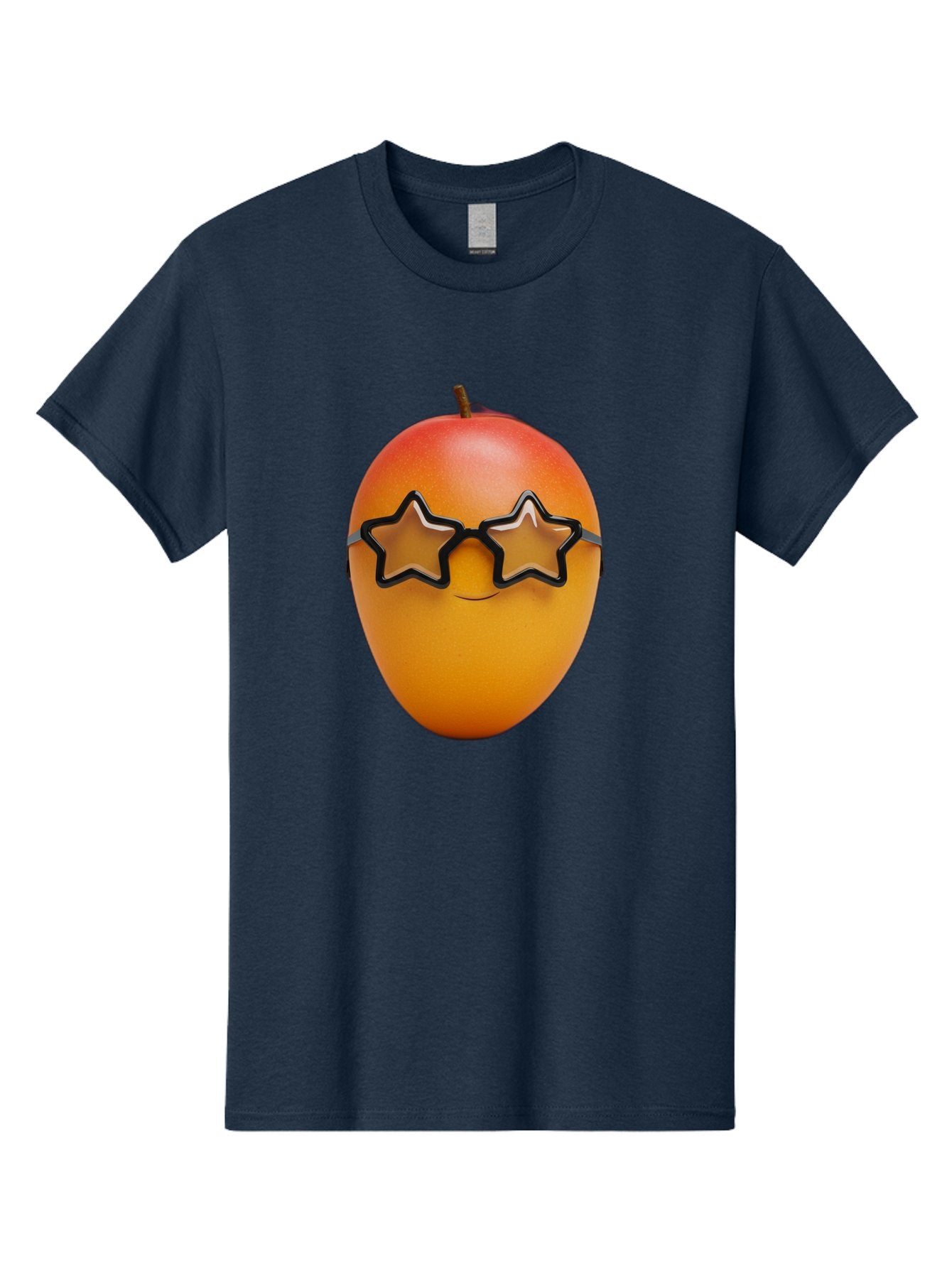 Mango-With-Star-Sunglasses Men'S Graphic Tee, 100% Cotton, Comfortable Casual Summer Wear, Machine Washable, Mango Fruit, Star-Shaped Sunglasses, Cool And Trendy, Vibrant Colors, Playful Vibe, Summer Vibes, Tropical Feel, Fresh Produce, Bac170 8