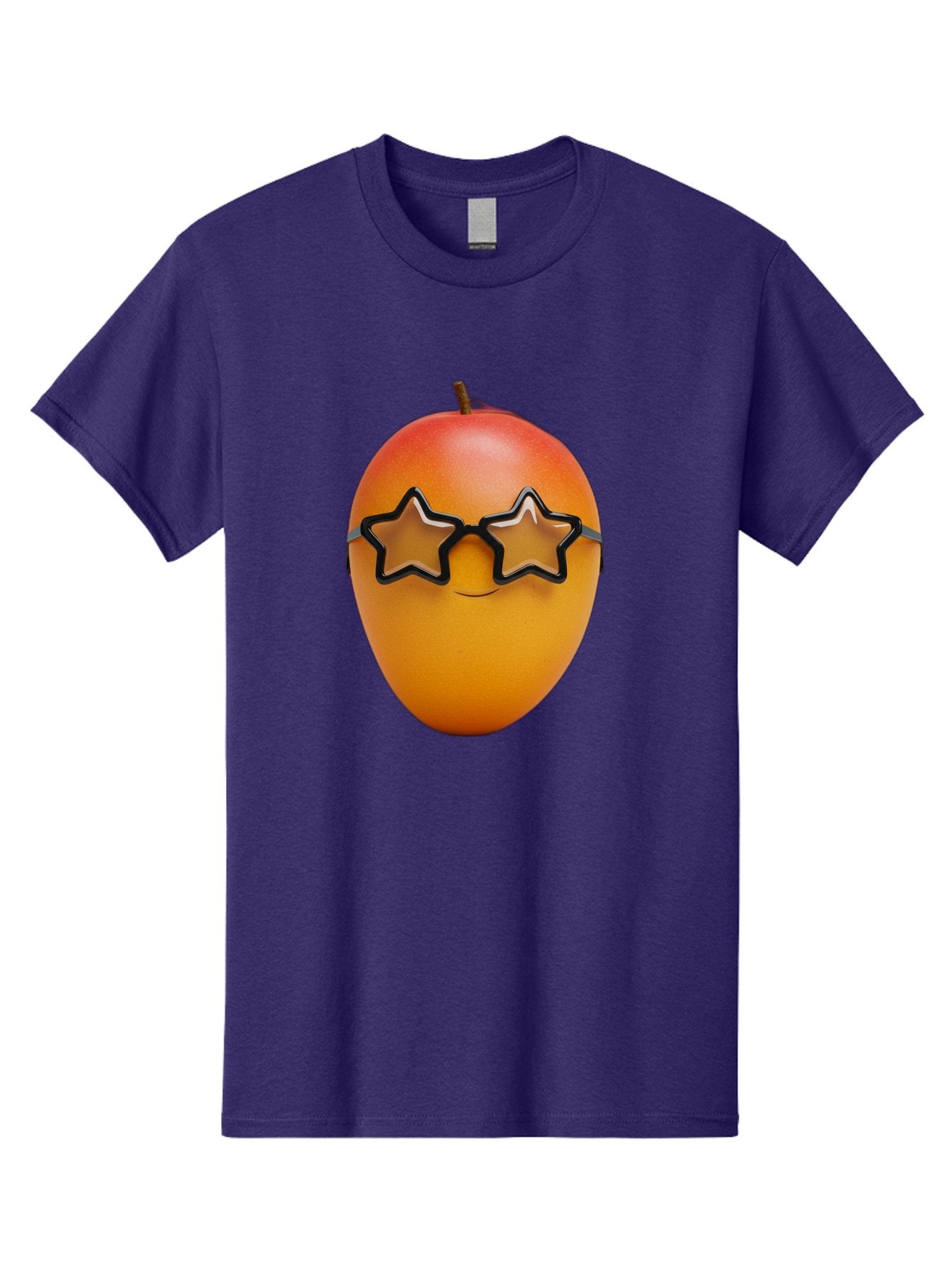 Mango-With-Star-Sunglasses Men'S Graphic Tee, 100% Cotton, Comfortable Casual Summer Wear, Machine Washable, Mango Fruit, Star-Shaped Sunglasses, Cool And Trendy, Vibrant Colors, Playful Vibe, Summer Vibes, Tropical Feel, Fresh Produce, Bac170