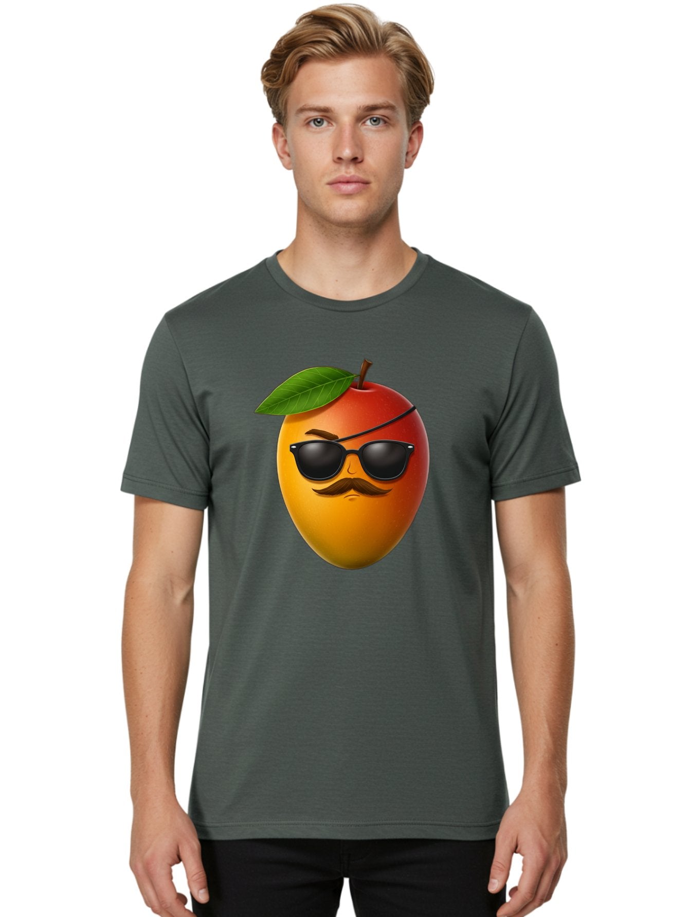 Mango Men'S Graphic Tee, 100% Cotton, Comfortable Casual Summer Wear, Machine Washable, Mango With Sunglasses, Cartoon Mango, Mango Emoji, Cool Mango, Mango With Mustache, Funny Fruit, Vibrant Colors, Playful Character, Quirky Illustration, Bac171 21