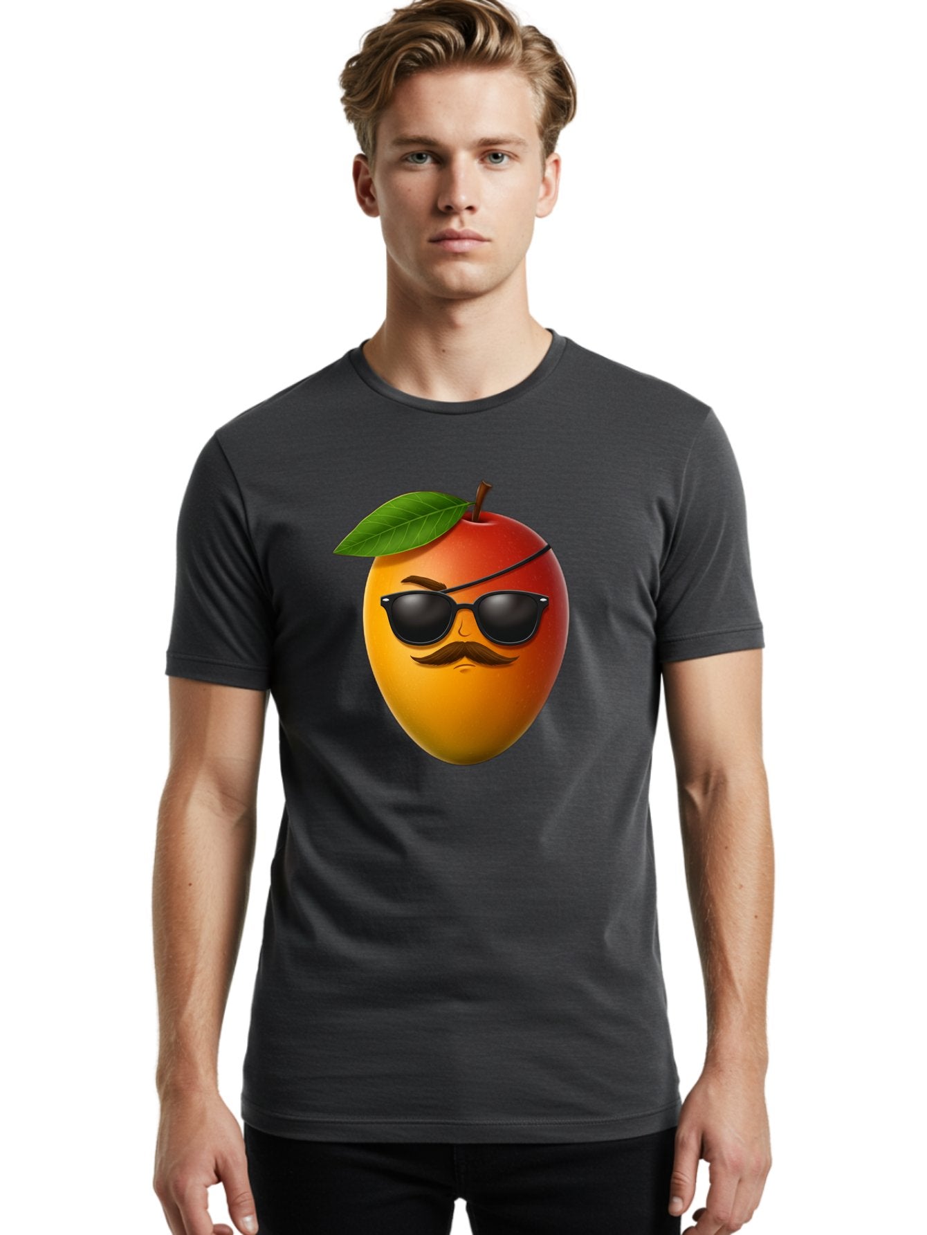 Mango Men'S Graphic Tee, 100% Cotton, Comfortable Casual Summer Wear, Machine Washable, Mango With Sunglasses, Cartoon Mango, Mango Emoji, Cool Mango, Mango With Mustache, Funny Fruit, Vibrant Colors, Playful Character, Quirky Illustration, Bac171 18