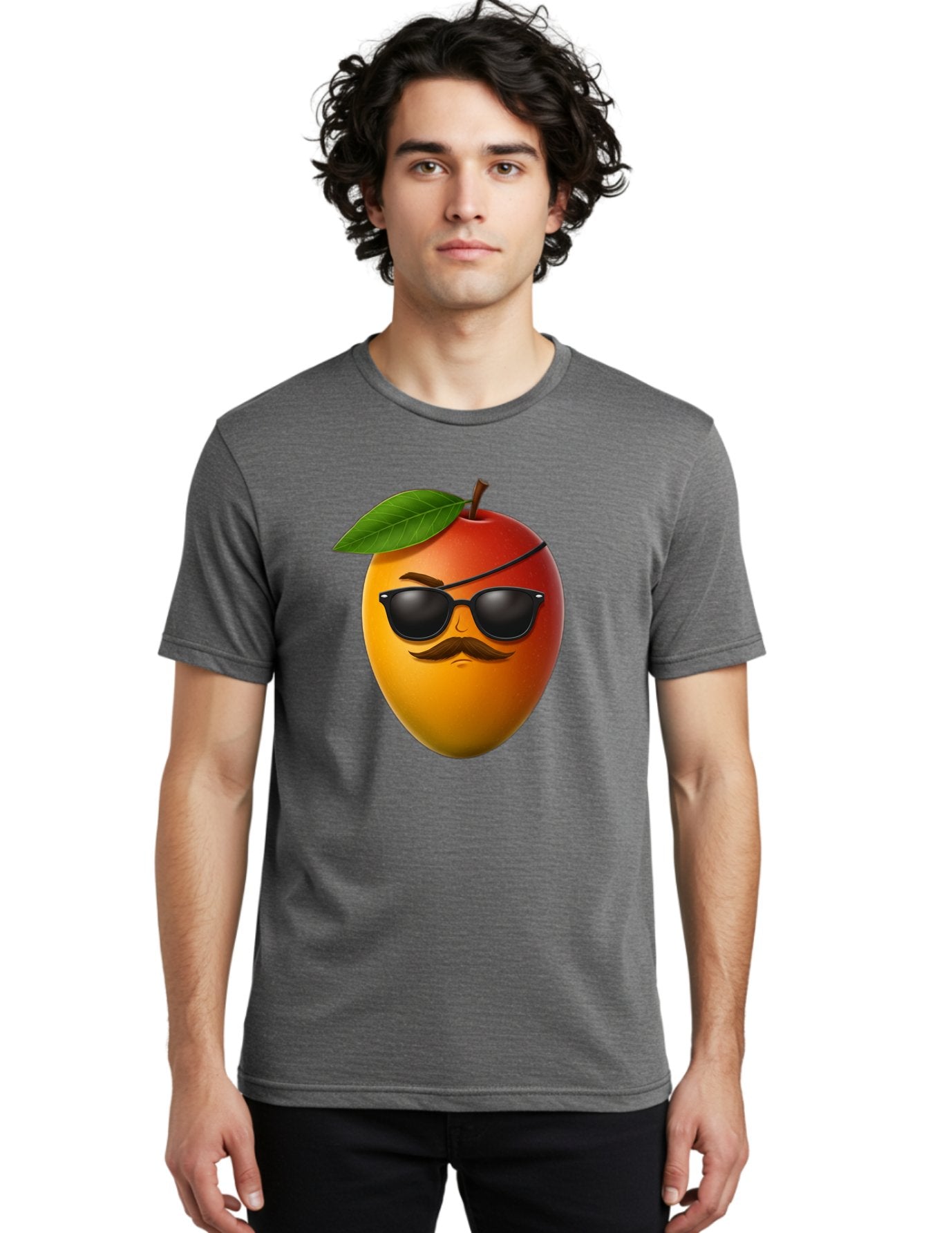 Mango Men'S Graphic Tee, 100% Cotton, Comfortable Casual Summer Wear, Machine Washable, Mango With Sunglasses, Cartoon Mango, Mango Emoji, Cool Mango, Mango With Mustache, Funny Fruit, Vibrant Colors, Playful Character, Quirky Illustration, Bac171 27