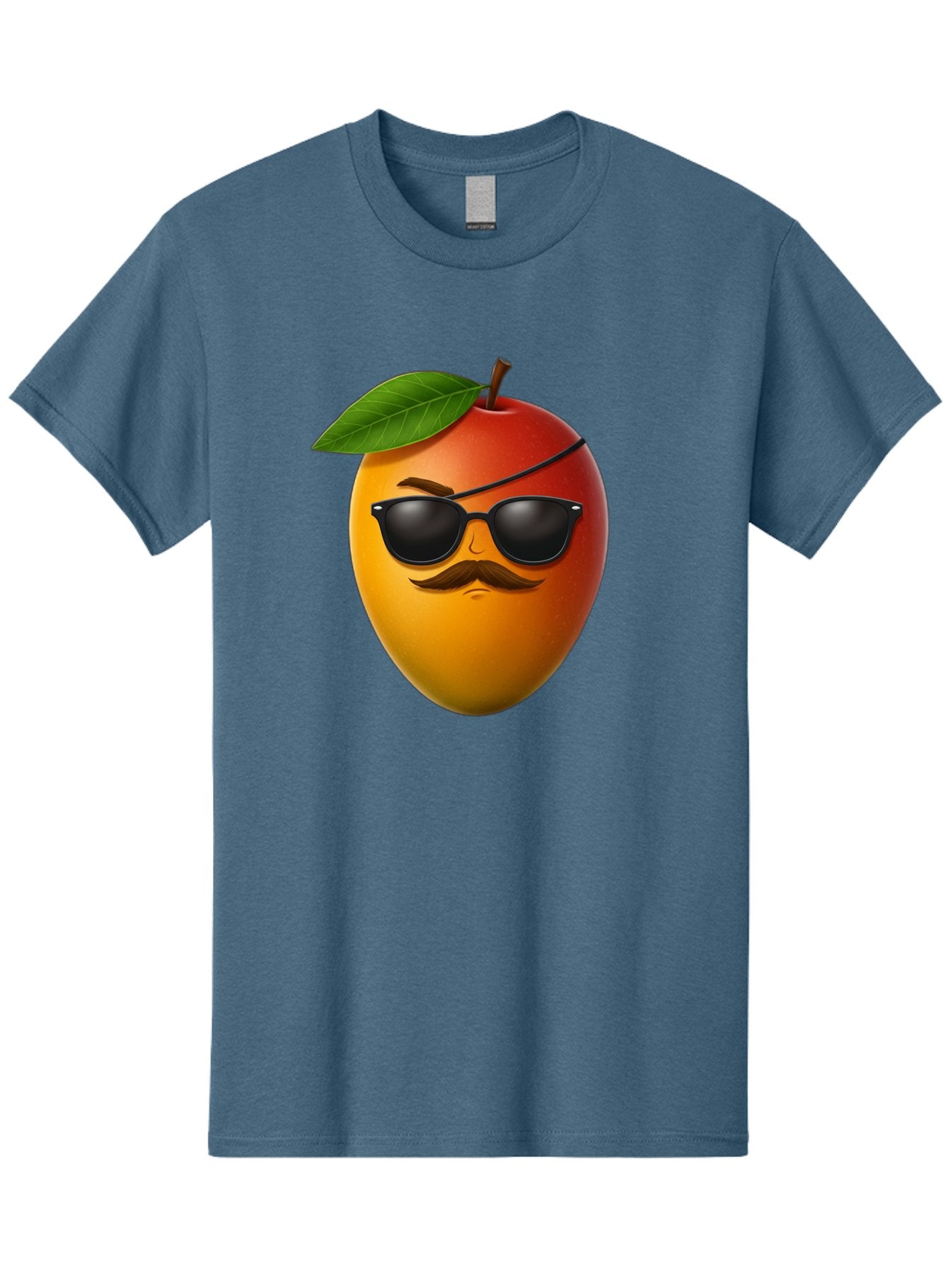 Mango Men'S Graphic Tee, 100% Cotton, Comfortable Casual Summer Wear, Machine Washable, Mango With Sunglasses, Cartoon Mango, Mango Emoji, Cool Mango, Mango With Mustache, Funny Fruit, Vibrant Colors, Playful Character, Quirky Illustration, Bac171 7