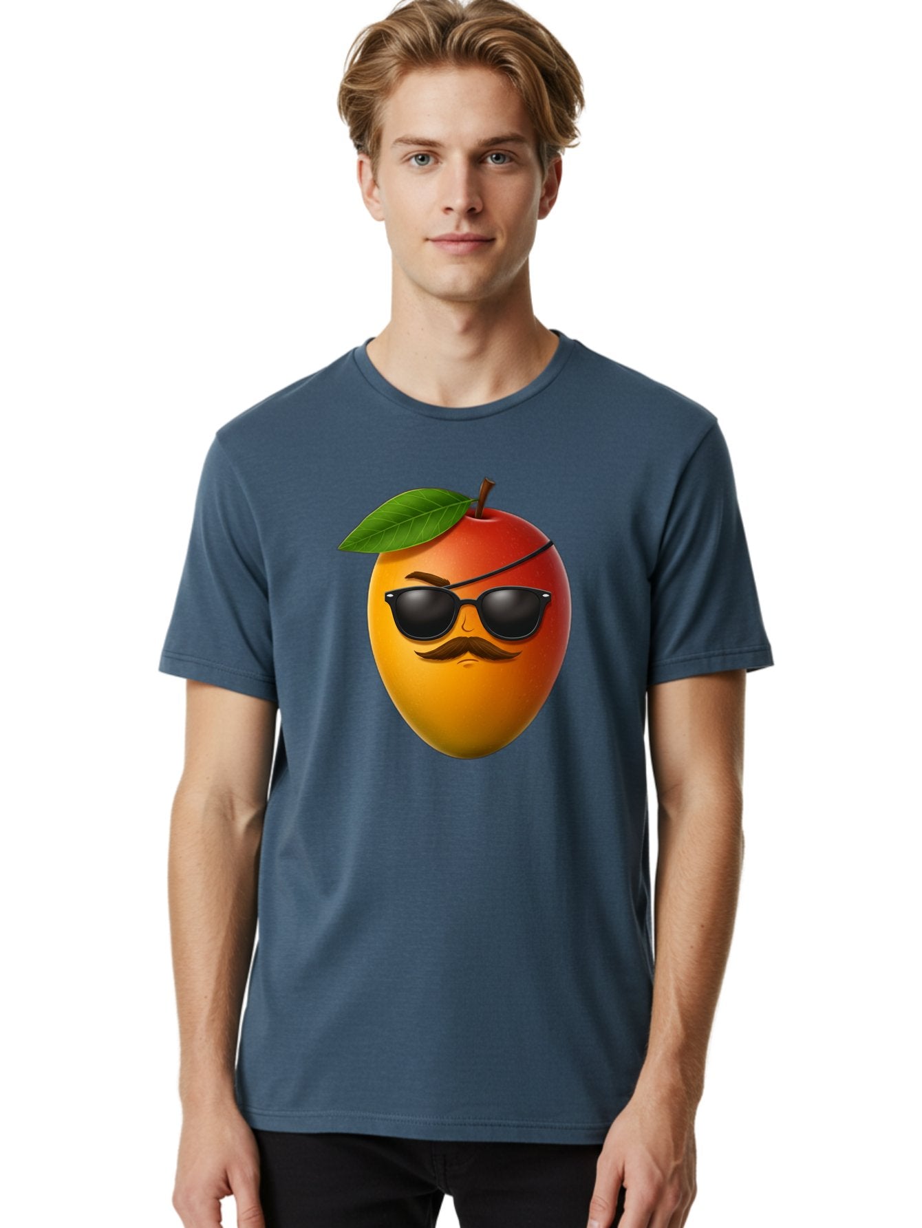 Mango Men'S Graphic Tee, 100% Cotton, Comfortable Casual Summer Wear, Machine Washable, Mango With Sunglasses, Cartoon Mango, Mango Emoji, Cool Mango, Mango With Mustache, Funny Fruit, Vibrant Colors, Playful Character, Quirky Illustration, Bac171 16