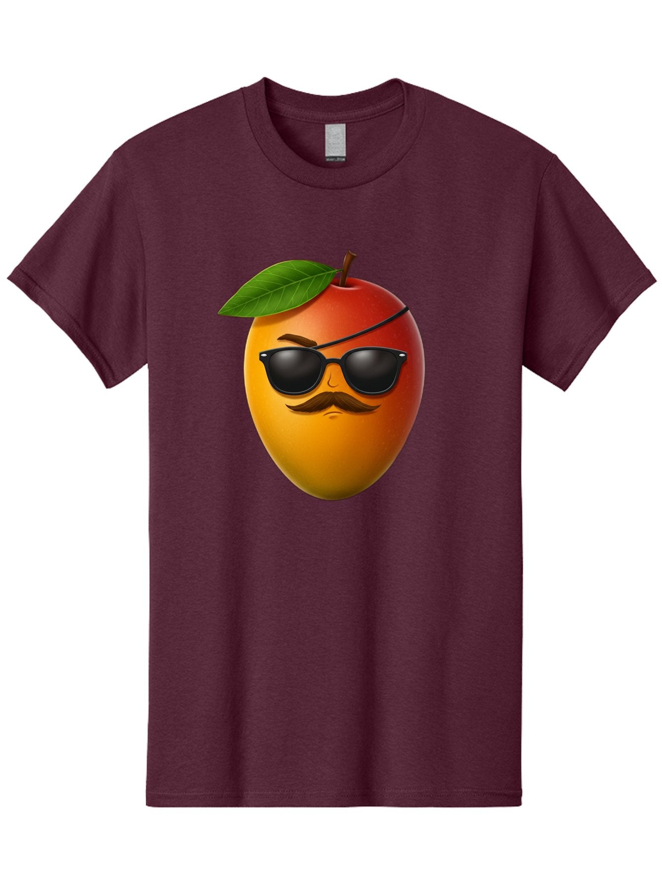 Mango Men'S Graphic Tee, 100% Cotton, Comfortable Casual Summer Wear, Machine Washable, Mango With Sunglasses, Cartoon Mango, Mango Emoji, Cool Mango, Mango With Mustache, Funny Fruit, Vibrant Colors, Playful Character, Quirky Illustration, Bac171 5