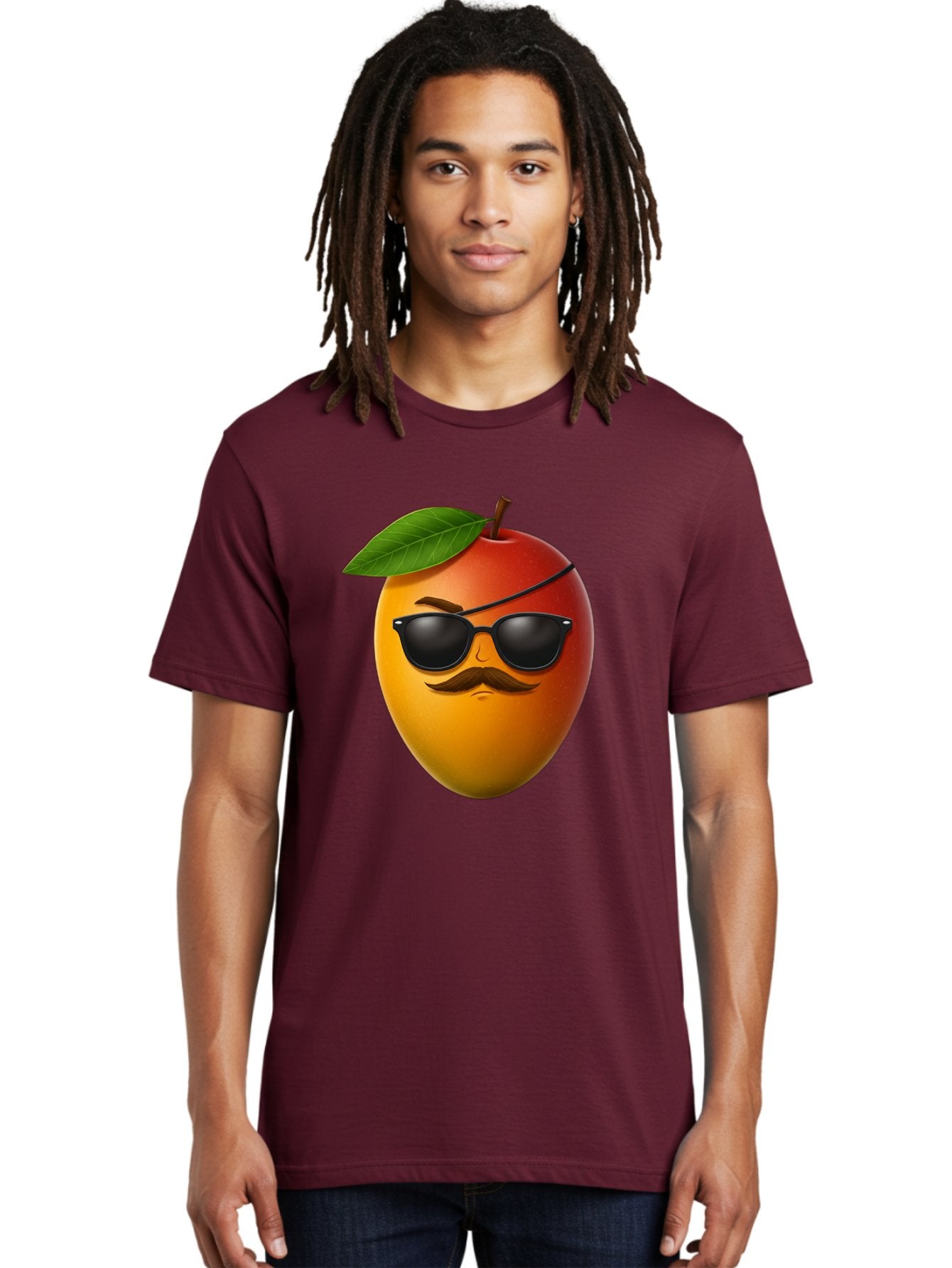 Mango Men'S Graphic Tee, 100% Cotton, Comfortable Casual Summer Wear, Machine Washable, Mango With Sunglasses, Cartoon Mango, Mango Emoji, Cool Mango, Mango With Mustache, Funny Fruit, Vibrant Colors, Playful Character, Quirky Illustration, Bac171 23