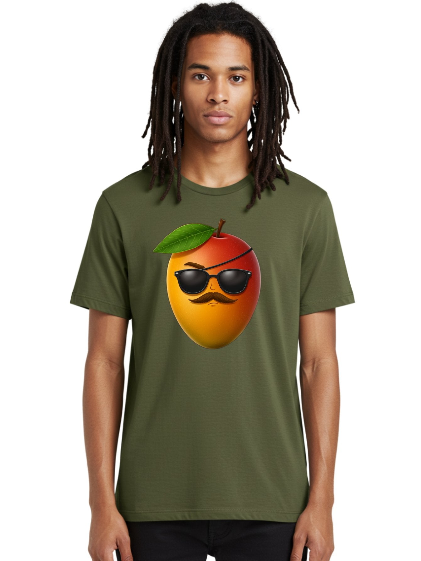 Mango Men'S Graphic Tee, 100% Cotton, Comfortable Casual Summer Wear, Machine Washable, Mango With Sunglasses, Cartoon Mango, Mango Emoji, Cool Mango, Mango With Mustache, Funny Fruit, Vibrant Colors, Playful Character, Quirky Illustration, Bac171 17