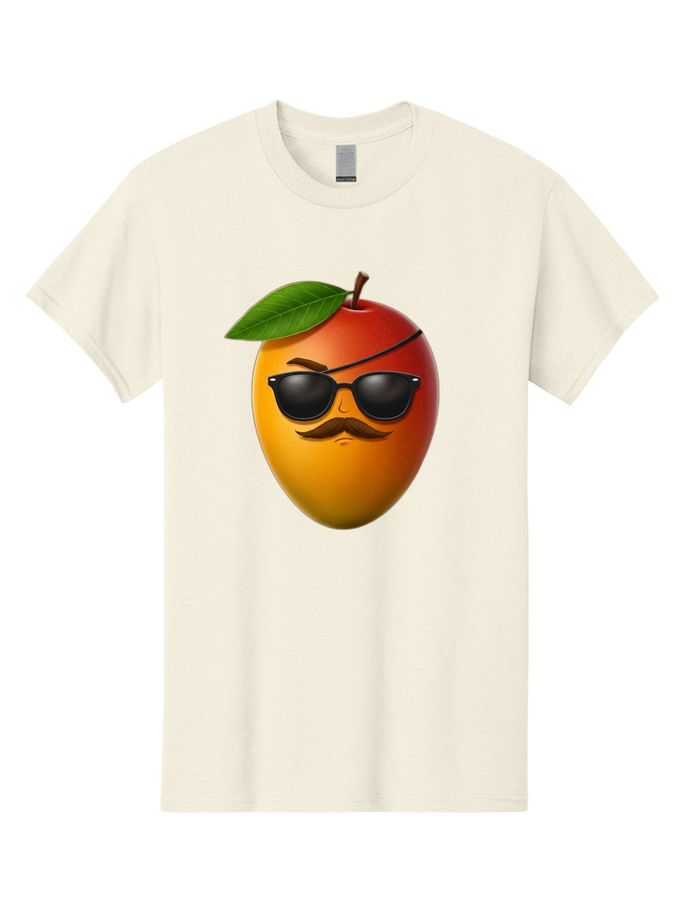 Mango Men'S Graphic Tee, 100% Cotton, Comfortable Casual Summer Wear, Machine Washable, Mango With Sunglasses, Cartoon Mango, Mango Emoji, Cool Mango, Mango With Mustache, Funny Fruit, Vibrant Colors, Playful Character, Quirky Illustration, Bac171 3
