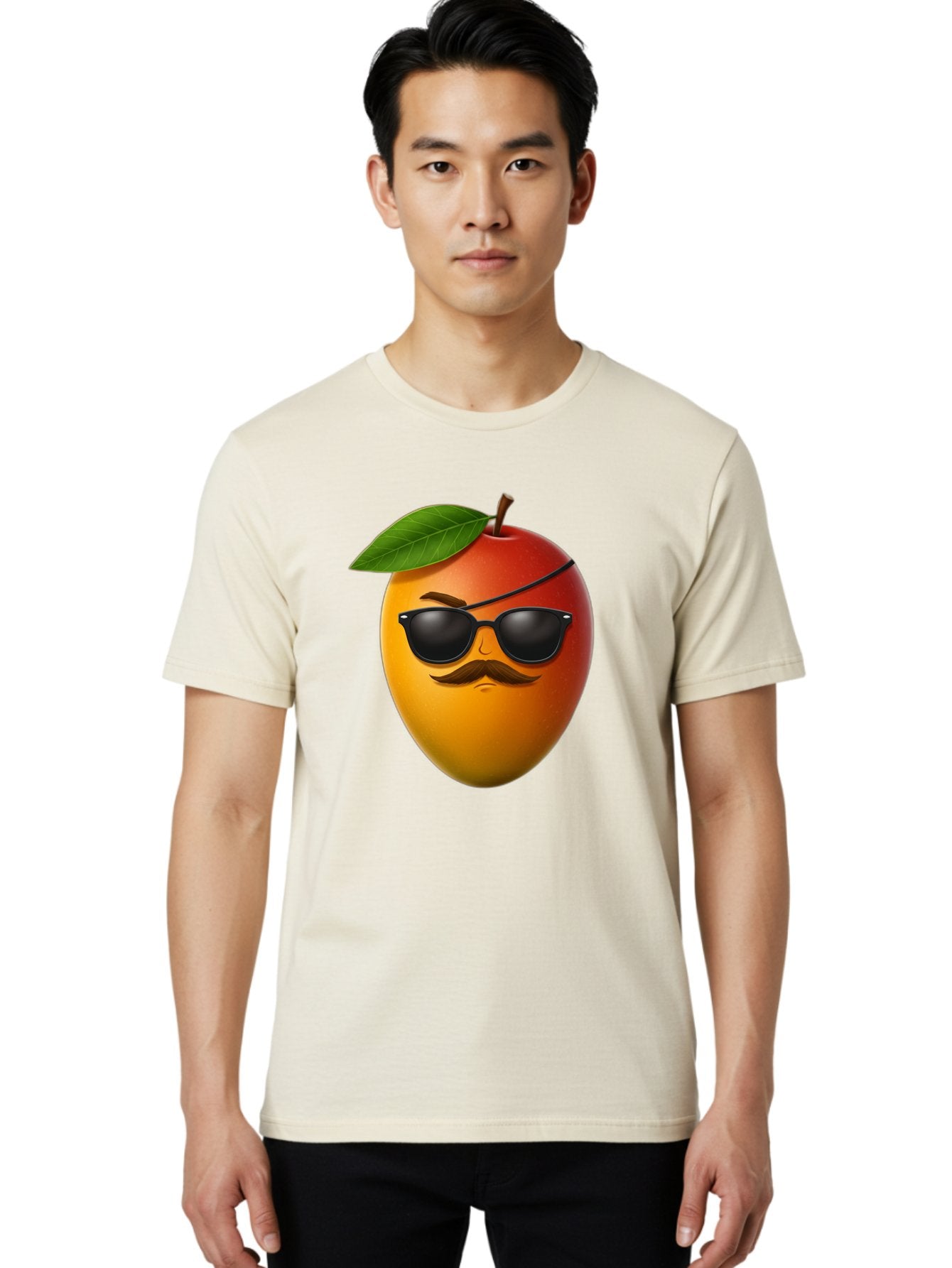 Mango Men'S Graphic Tee, 100% Cotton, Comfortable Casual Summer Wear, Machine Washable, Mango With Sunglasses, Cartoon Mango, Mango Emoji, Cool Mango, Mango With Mustache, Funny Fruit, Vibrant Colors, Playful Character, Quirky Illustration, Bac171 22