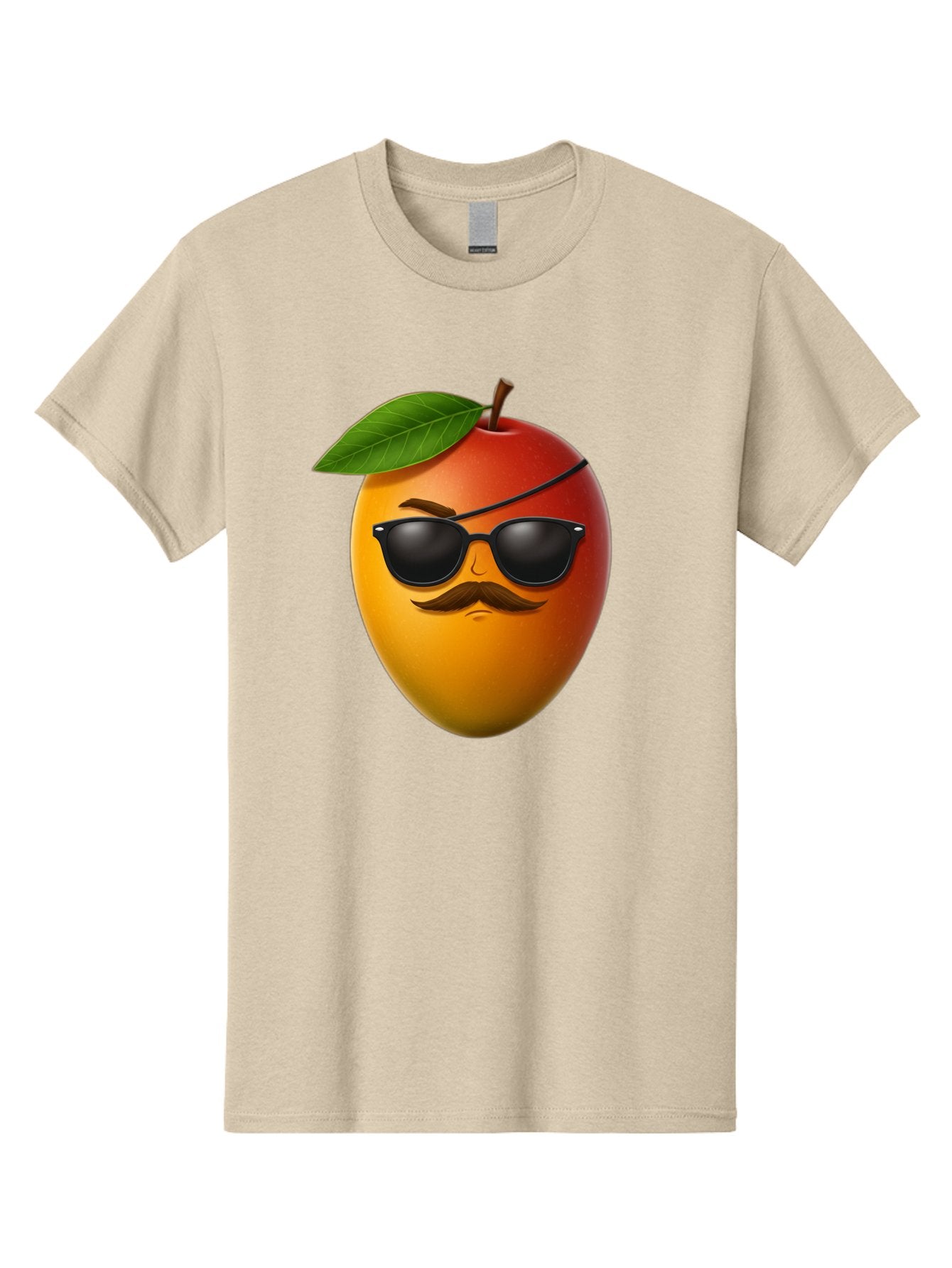 Mango Men'S Graphic Tee, 100% Cotton, Comfortable Casual Summer Wear, Machine Washable, Mango With Sunglasses, Cartoon Mango, Mango Emoji, Cool Mango, Mango With Mustache, Funny Fruit, Vibrant Colors, Playful Character, Quirky Illustration, Bac171 6