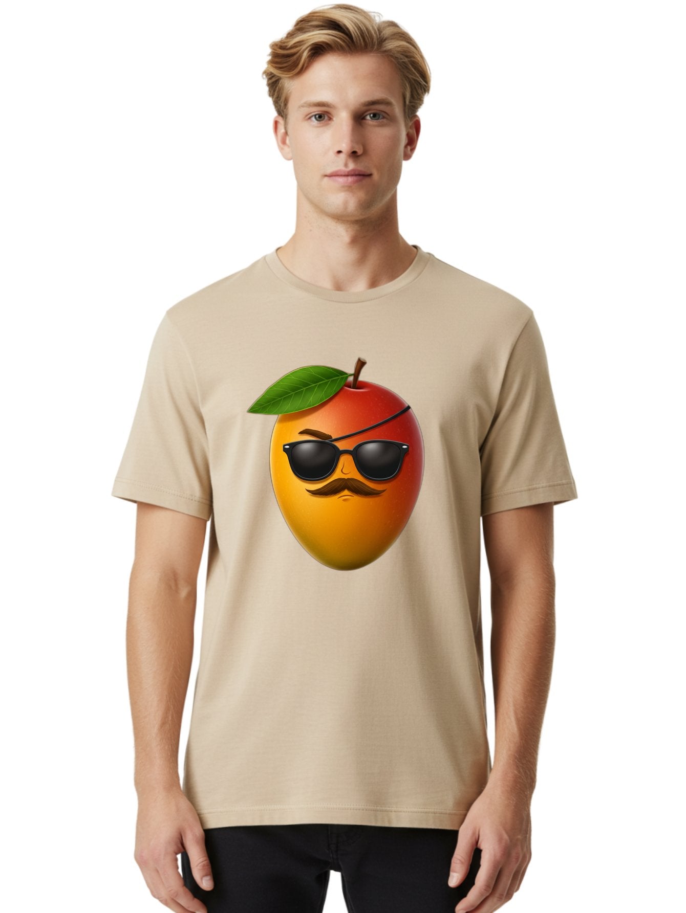 Mango Men'S Graphic Tee, 100% Cotton, Comfortable Casual Summer Wear, Machine Washable, Mango With Sunglasses, Cartoon Mango, Mango Emoji, Cool Mango, Mango With Mustache, Funny Fruit, Vibrant Colors, Playful Character, Quirky Illustration, Bac171 24
