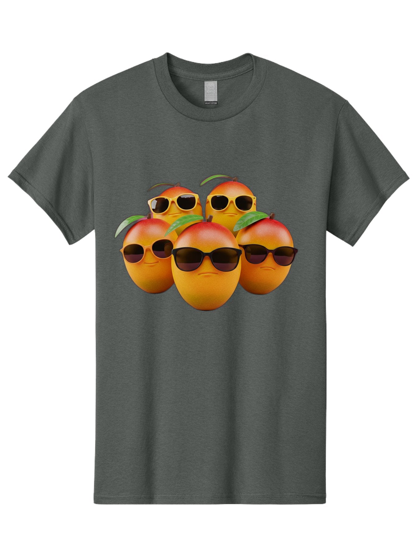 Mangoes-With-Sunglasses Men'S Graphic Tee, 100% Cotton, Comfortable Casual Summer Wear, Machine Washable, Mangoes Wearing Sunglasses, Cool Fruit, Summer Vibes, Cartoon Characters, Funny Faces, Vibrant Colors, Playful Design, Tropical Feel Bac172 4