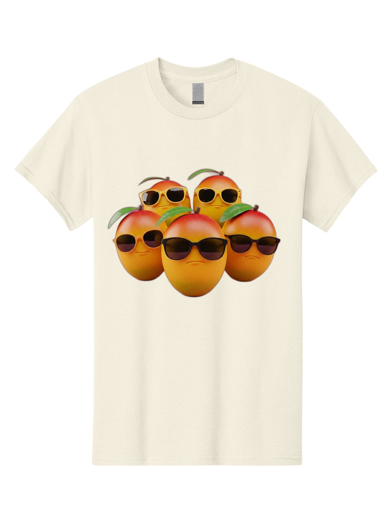 Mangoes-With-Sunglasses Men'S Graphic Tee, 100% Cotton, Comfortable Casual Summer Wear, Machine Washable, Mangoes Wearing Sunglasses, Cool Fruit, Summer Vibes, Cartoon Characters, Funny Faces, Vibrant Colors, Playful Design, Tropical Feel Bac172