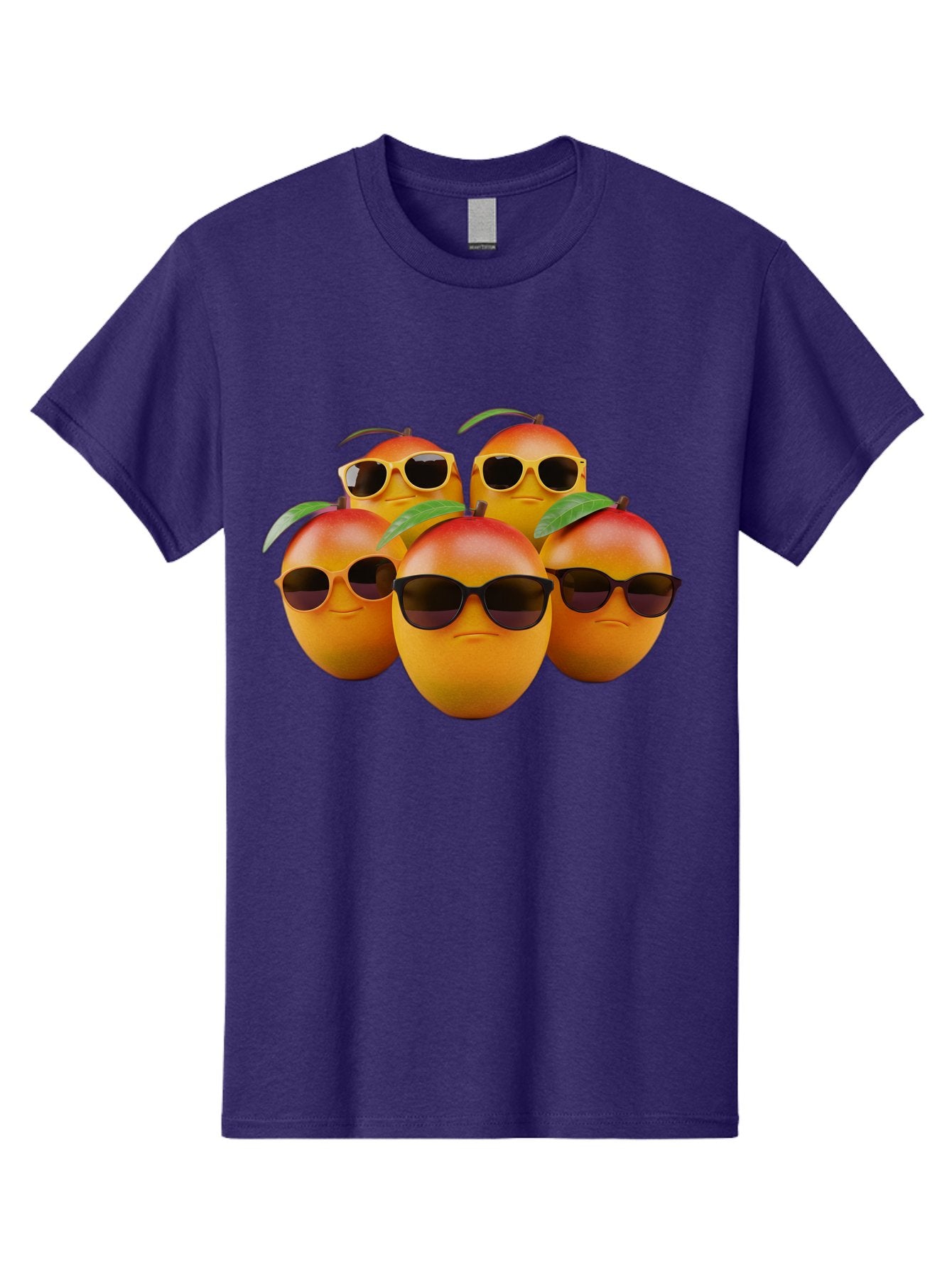 Mangoes-With-Sunglasses Men'S Graphic Tee, 100% Cotton, Comfortable Casual Summer Wear, Machine Washable, Mangoes Wearing Sunglasses, Cool Fruit, Summer Vibes, Cartoon Characters, Funny Faces, Vibrant Colors, Playful Design, Tropical Feel Bac172