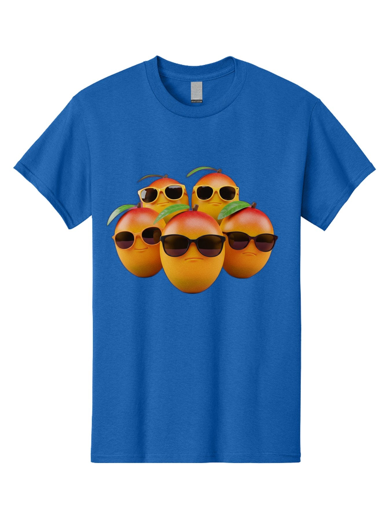 Mangoes-With-Sunglasses Men'S Graphic Tee, 100% Cotton, Comfortable Casual Summer Wear, Machine Washable, Mangoes Wearing Sunglasses, Cool Fruit, Summer Vibes, Cartoon Characters, Funny Faces, Vibrant Colors, Playful Design, Tropical Feel Bac172 10