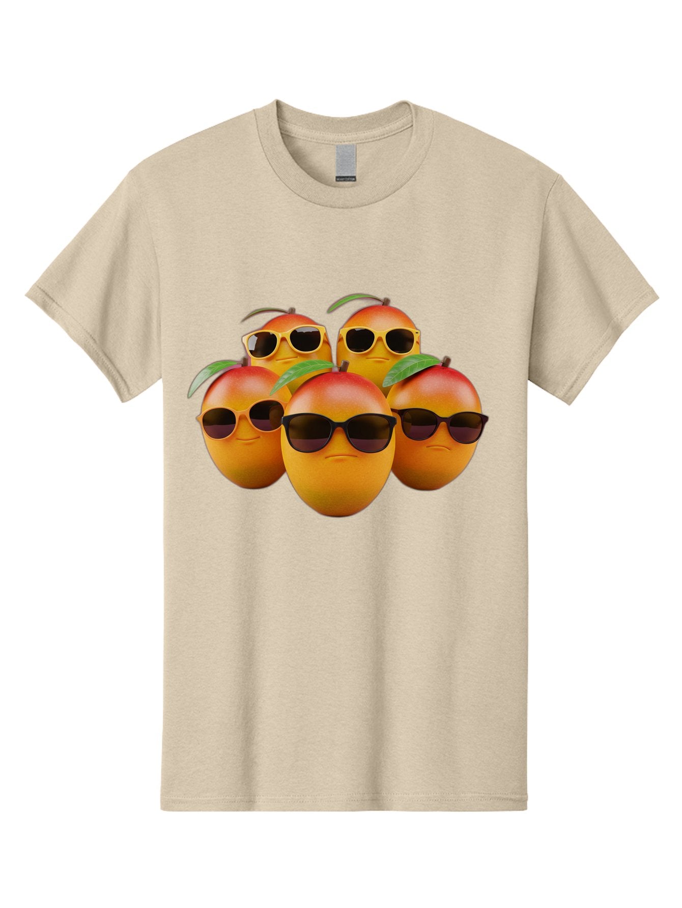 Mangoes-With-Sunglasses Men'S Graphic Tee, 100% Cotton, Comfortable Casual Summer Wear, Machine Washable, Mangoes Wearing Sunglasses, Cool Fruit, Summer Vibes, Cartoon Characters, Funny Faces, Vibrant Colors, Playful Design, Tropical Feel Bac172 5