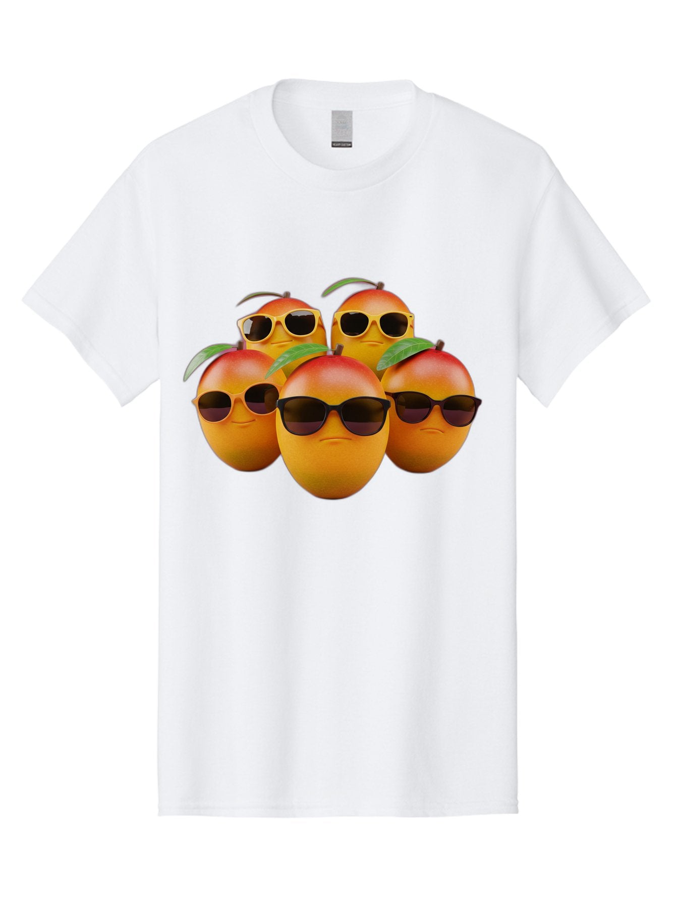 Mangoes-With-Sunglasses Men'S Graphic Tee, 100% Cotton, Comfortable Casual Summer Wear, Machine Washable, Mangoes Wearing Sunglasses, Cool Fruit, Summer Vibes, Cartoon Characters, Funny Faces, Vibrant Colors, Playful Design, Tropical Feel Bac172 3