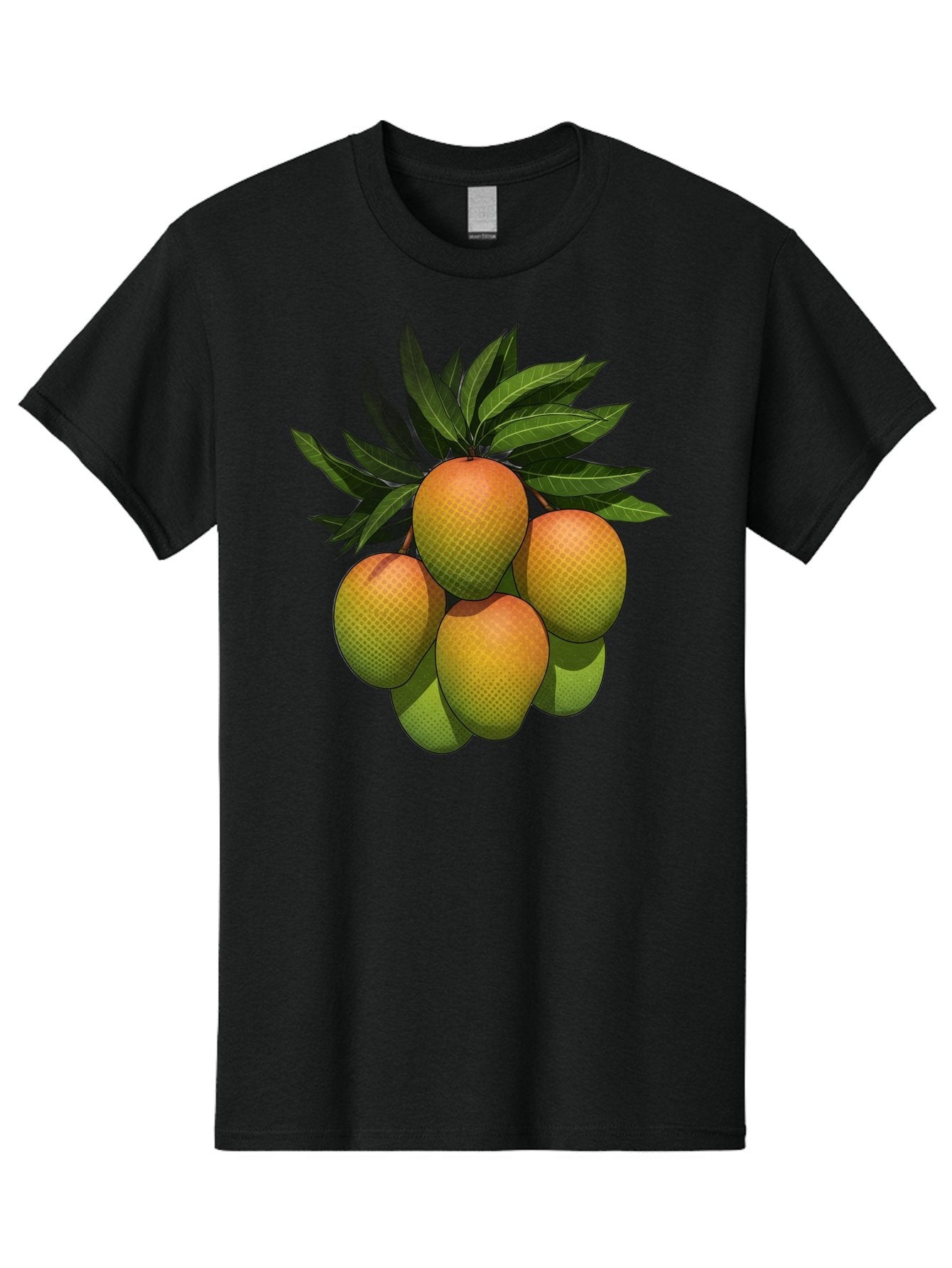 Mangoes Men'S Graphic Tee, 100% Cotton, Comfortable Casual Summer Wear, Machine Washable, Mangoes With Leaves, Tropical Fruit, Exotic Fruit, Fruit Cluster, Yellow-Orange Fruit, Green Leaves, Fruit Texture, Fruit Leaves, Vibrant Fruit Bac173 5
