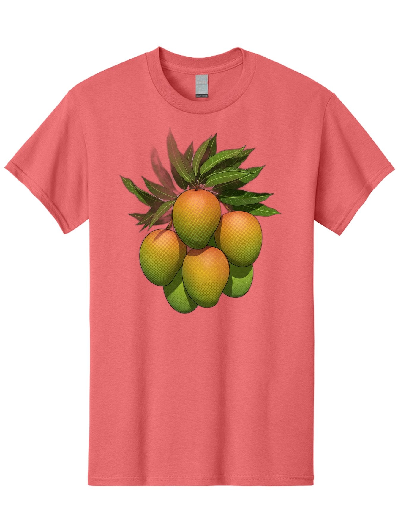 Mangoes Men'S Graphic Tee, 100% Cotton, Comfortable Casual Summer Wear, Machine Washable, Mangoes With Leaves, Tropical Fruit, Exotic Fruit, Fruit Cluster, Yellow-Orange Fruit, Green Leaves, Fruit Texture, Fruit Leaves, Vibrant Fruit Bac173 12