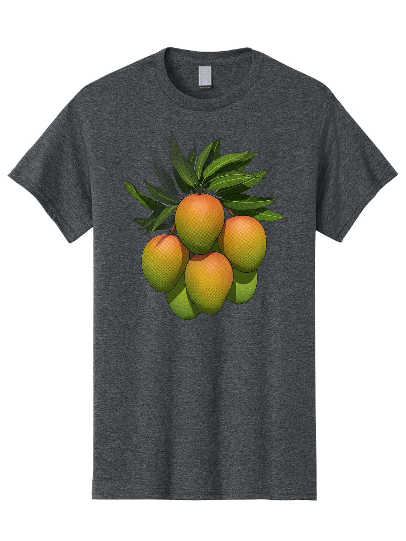 Mangoes Men'S Graphic Tee, 100% Cotton, Comfortable Casual Summer Wear, Machine Washable, Mangoes With Leaves, Tropical Fruit, Exotic Fruit, Fruit Cluster, Yellow-Orange Fruit, Green Leaves, Fruit Texture, Fruit Leaves, Vibrant Fruit Bac173 6