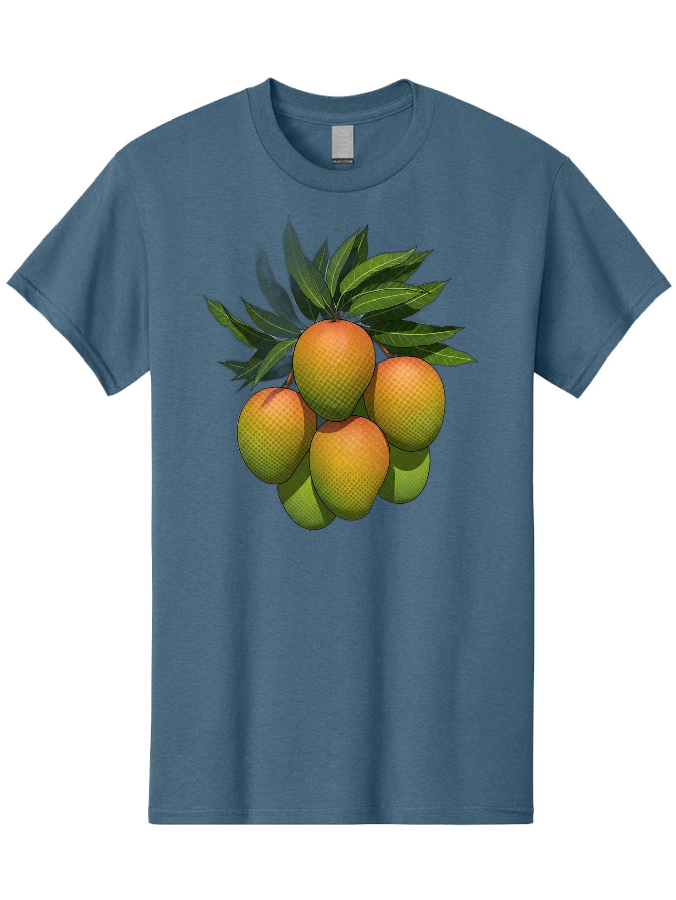 Mangoes Men'S Graphic Tee, 100% Cotton, Comfortable Casual Summer Wear, Machine Washable, Mangoes With Leaves, Tropical Fruit, Exotic Fruit, Fruit Cluster, Yellow-Orange Fruit, Green Leaves, Fruit Texture, Fruit Leaves, Vibrant Fruit Bac173 8