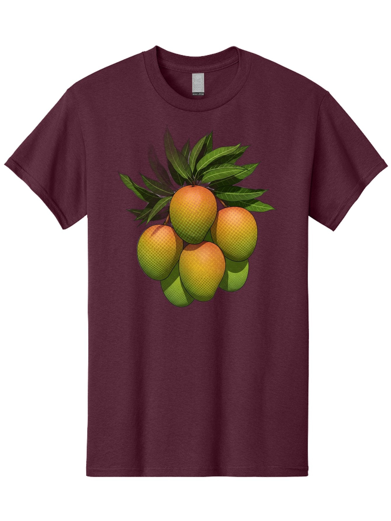 Mangoes Men'S Graphic Tee, 100% Cotton, Comfortable Casual Summer Wear, Machine Washable, Mangoes With Leaves, Tropical Fruit, Exotic Fruit, Fruit Cluster, Yellow-Orange Fruit, Green Leaves, Fruit Texture, Fruit Leaves, Vibrant Fruit Bac173 3