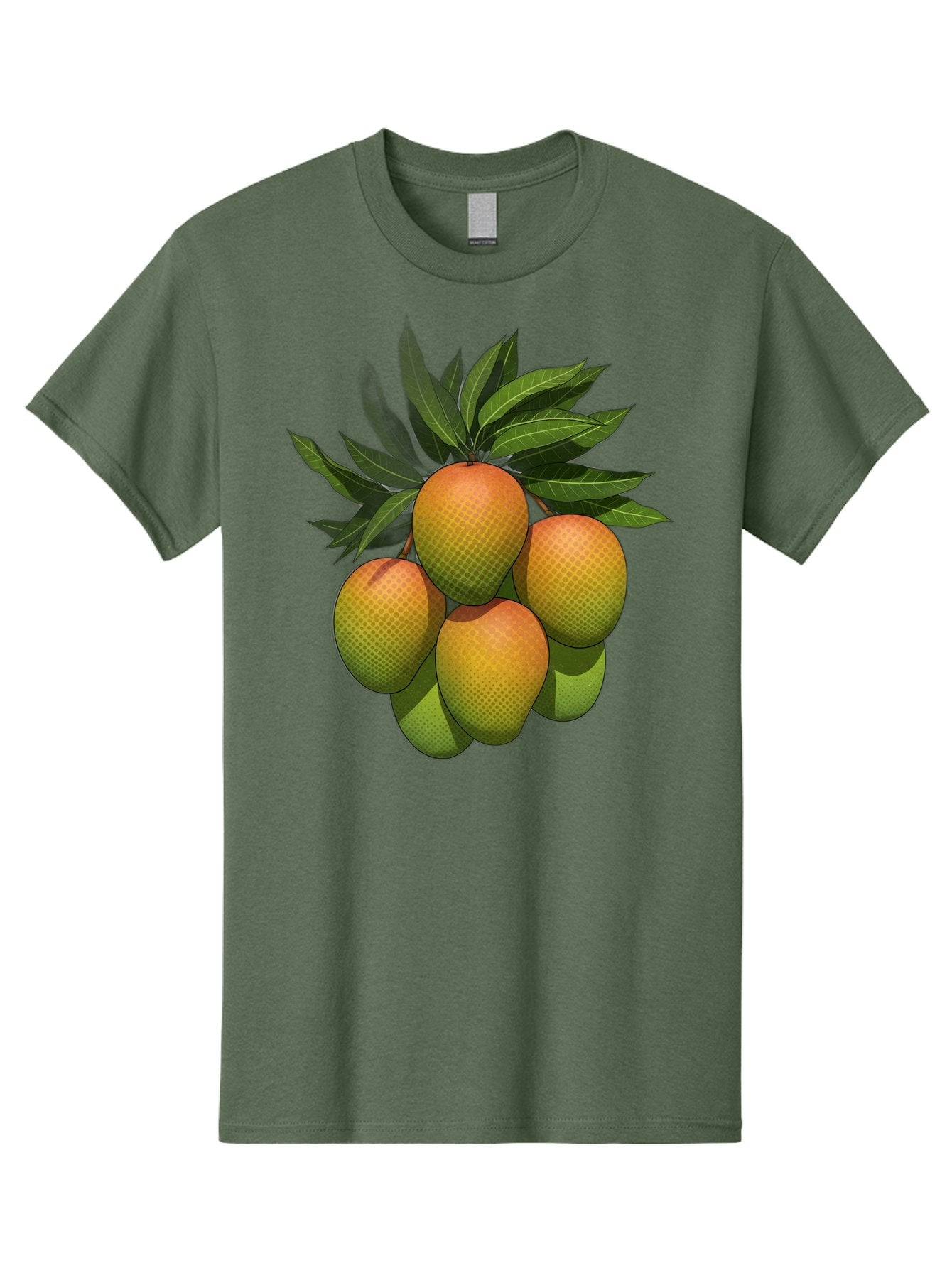 Mangoes Men'S Graphic Tee, 100% Cotton, Comfortable Casual Summer Wear, Machine Washable, Mangoes With Leaves, Tropical Fruit, Exotic Fruit, Fruit Cluster, Yellow-Orange Fruit, Green Leaves, Fruit Texture, Fruit Leaves, Vibrant Fruit Bac173 15