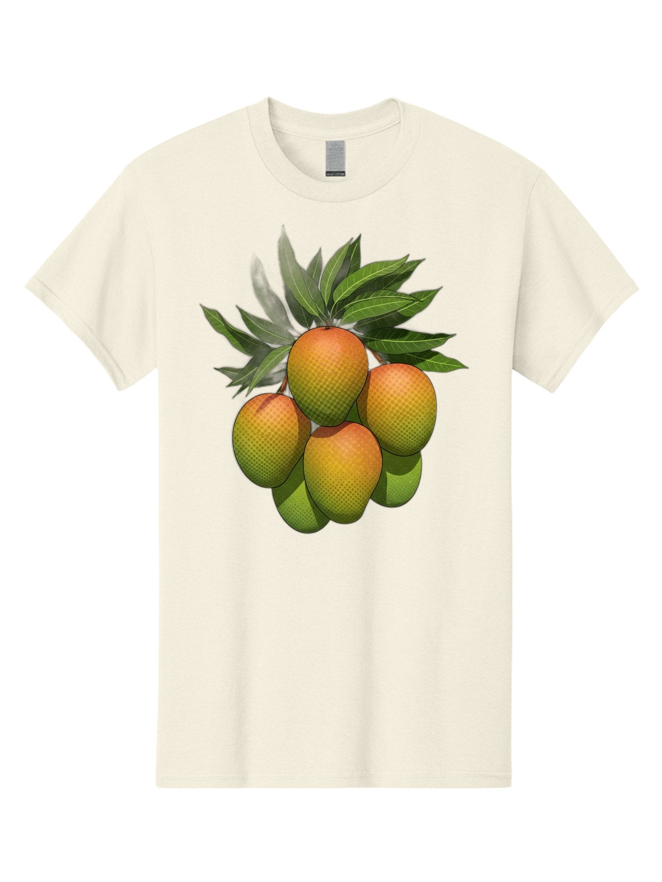 Mangoes Men'S Graphic Tee, 100% Cotton, Comfortable Casual Summer Wear, Machine Washable, Mangoes With Leaves, Tropical Fruit, Exotic Fruit, Fruit Cluster, Yellow-Orange Fruit, Green Leaves, Fruit Texture, Fruit Leaves, Vibrant Fruit Bac173 4