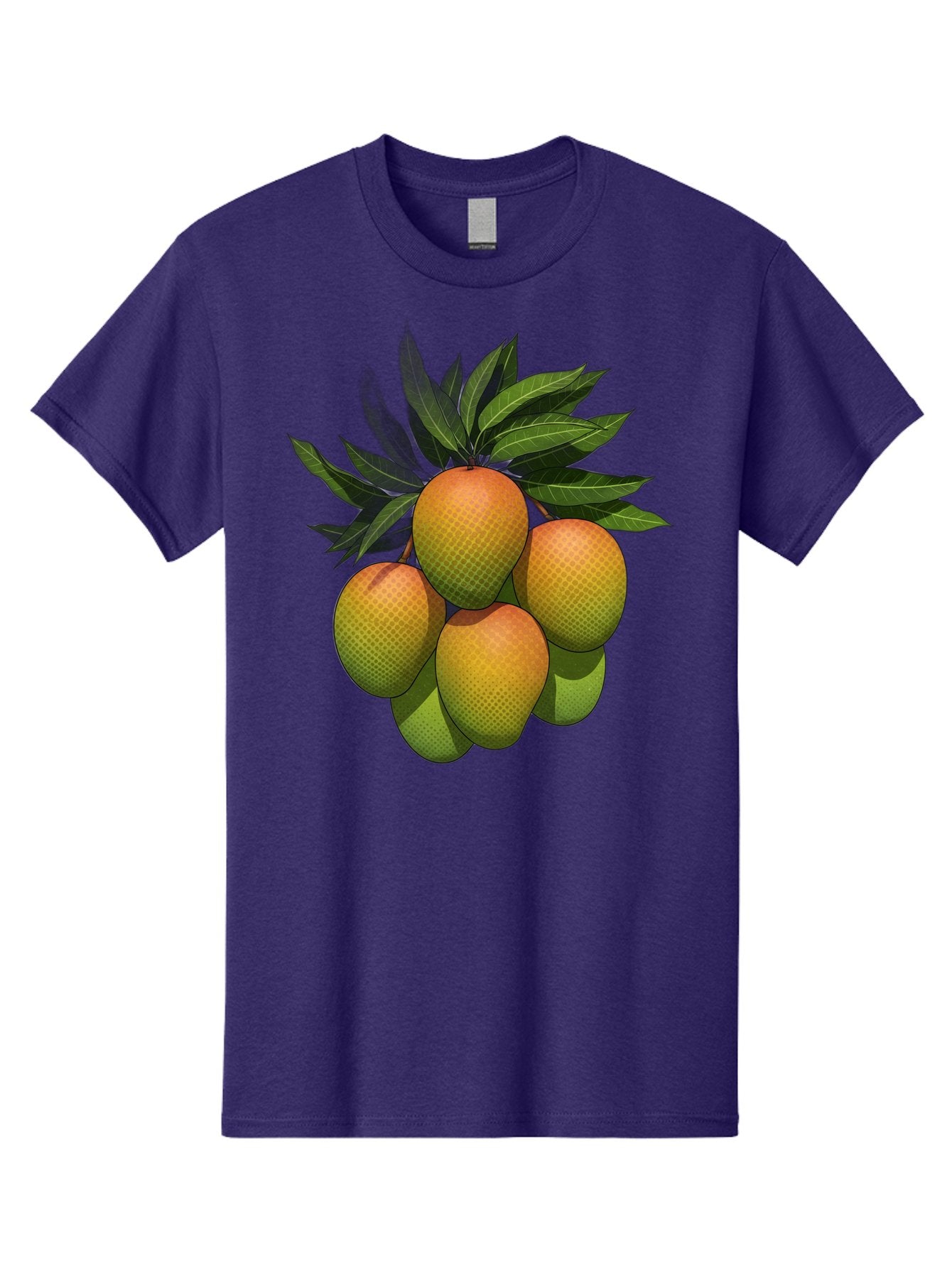 Mangoes Men'S Graphic Tee, 100% Cotton, Comfortable Casual Summer Wear, Machine Washable, Mangoes With Leaves, Tropical Fruit, Exotic Fruit, Fruit Cluster, Yellow-Orange Fruit, Green Leaves, Fruit Texture, Fruit Leaves, Vibrant Fruit Bac173 7